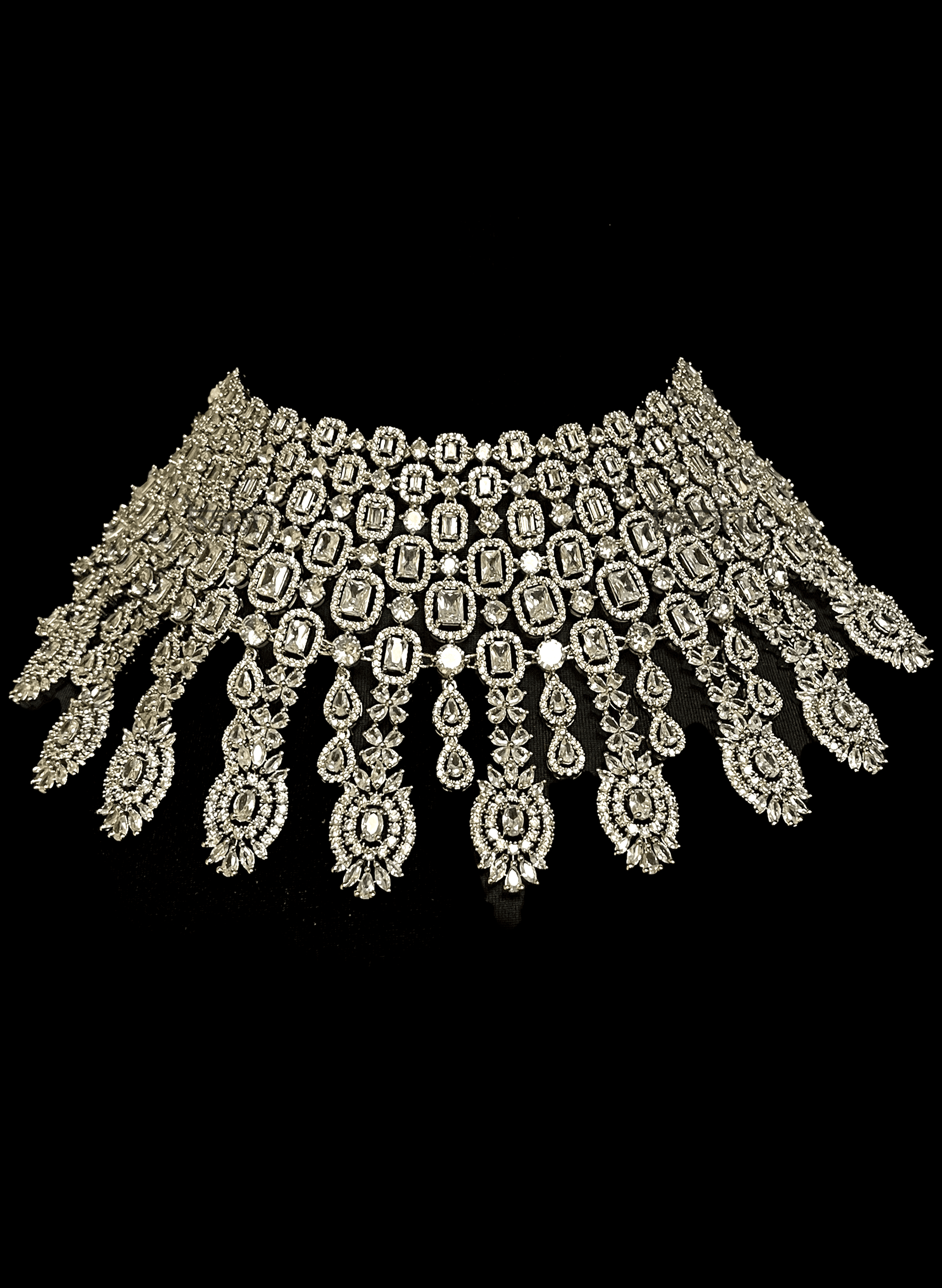 Krupa - CZ crystal Modern Indian Brides Choker w/ Contemporary design