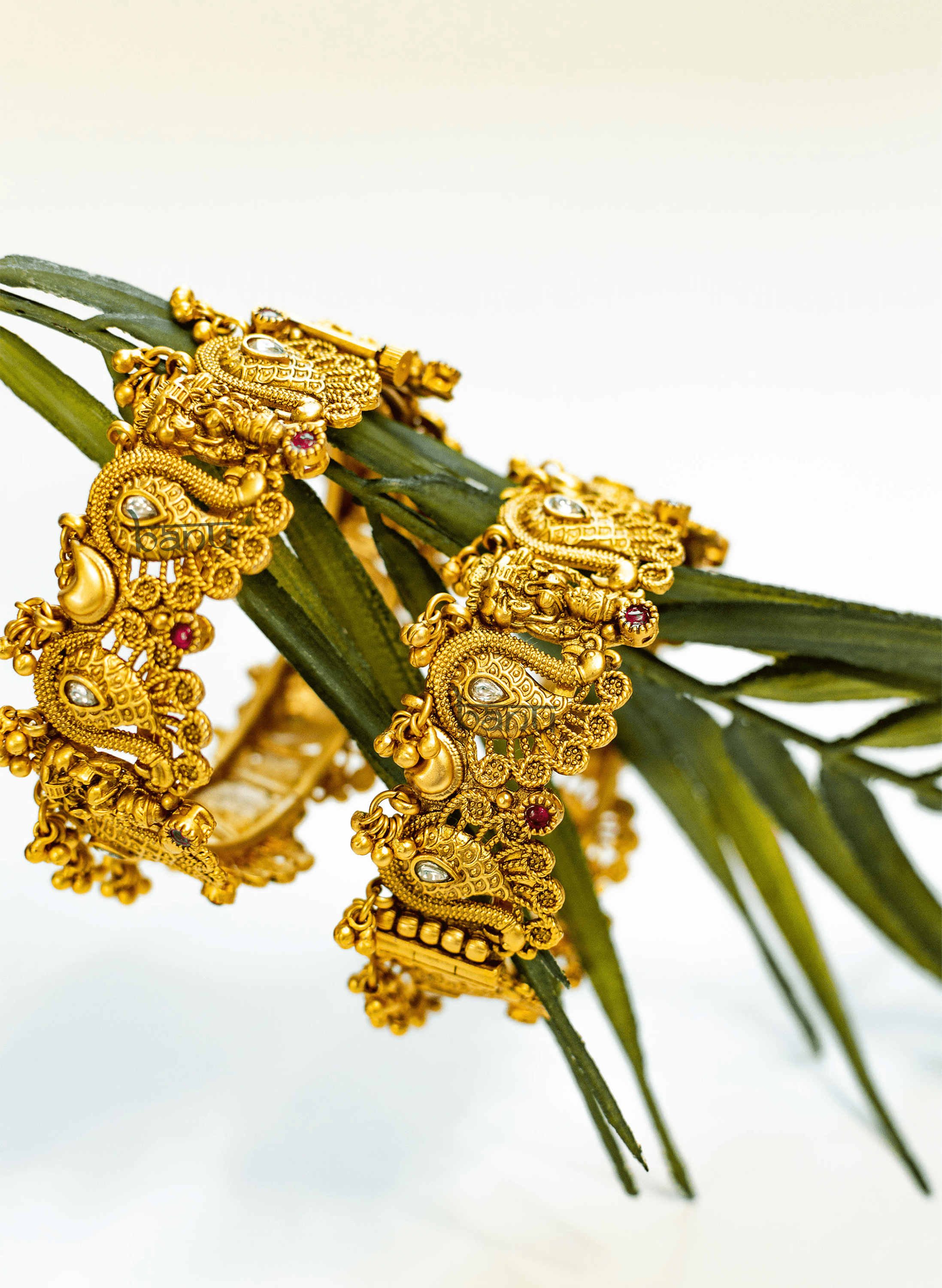 Kesar - Indian Traditional Bridal Bangle w/ Kundan & Ruby Jewelry For Women 
