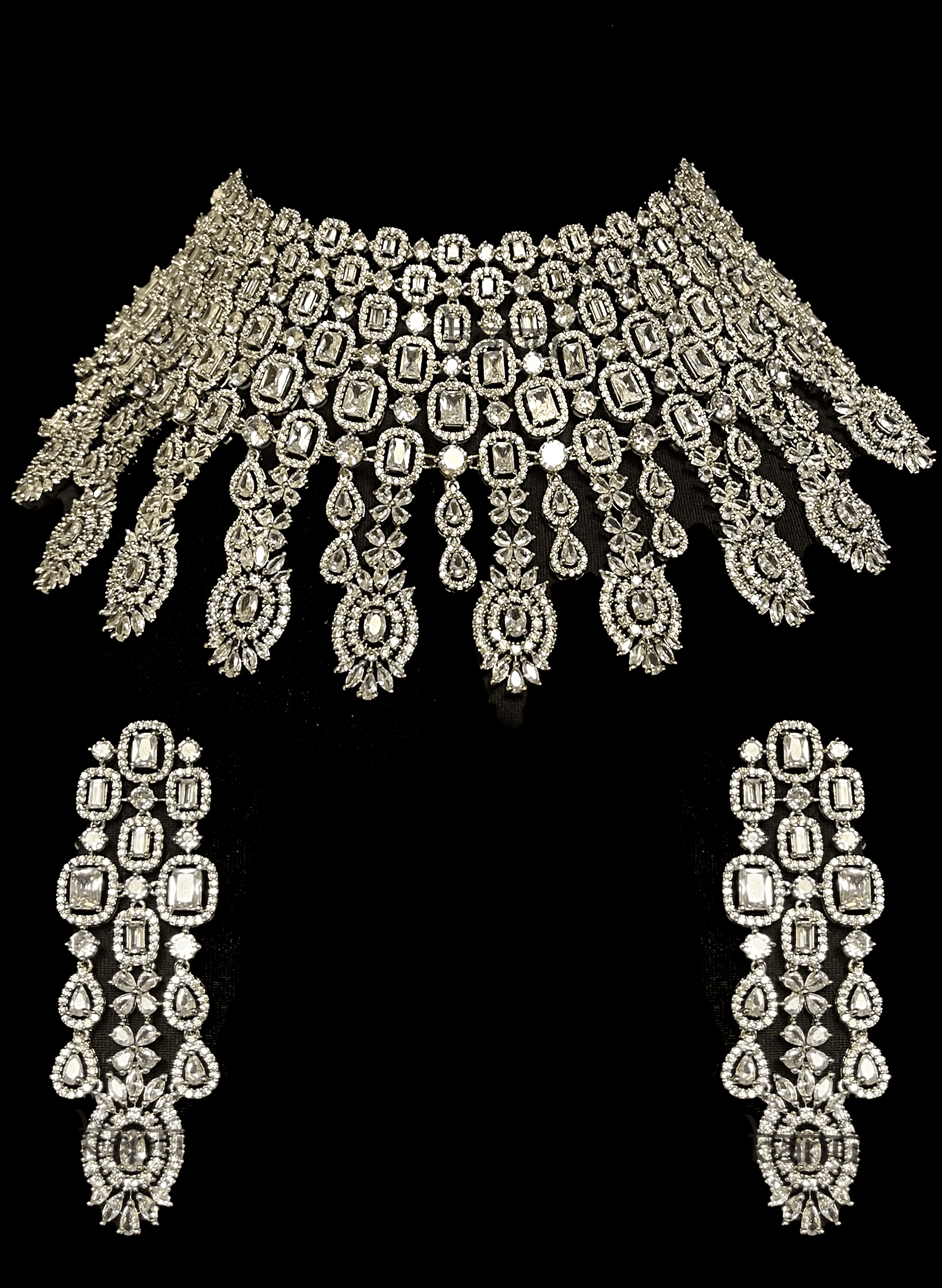 Krupa - CZ crystal Modern Indian Brides Choker w/ Contemporary design