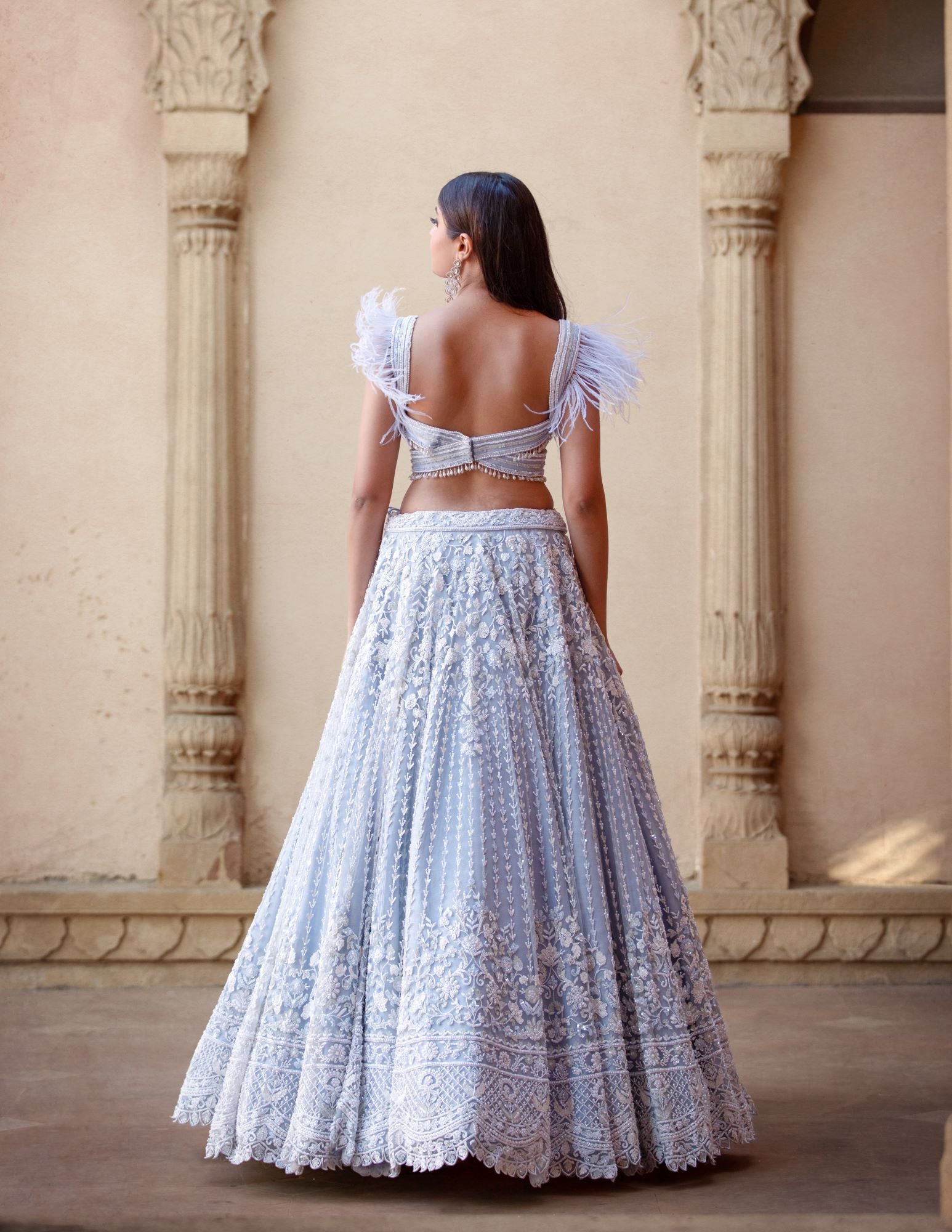 bridal blue lehenga