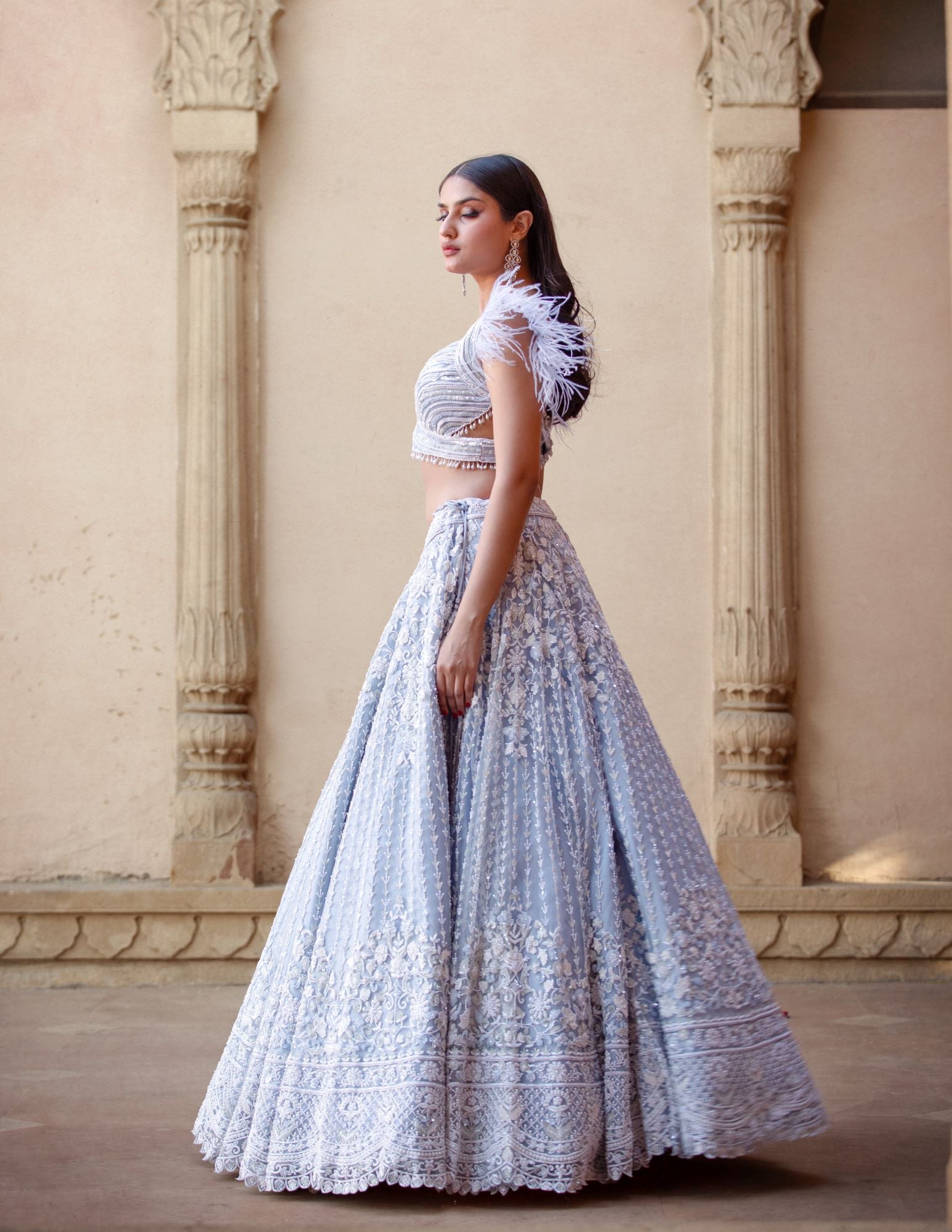 blue indian lehenga