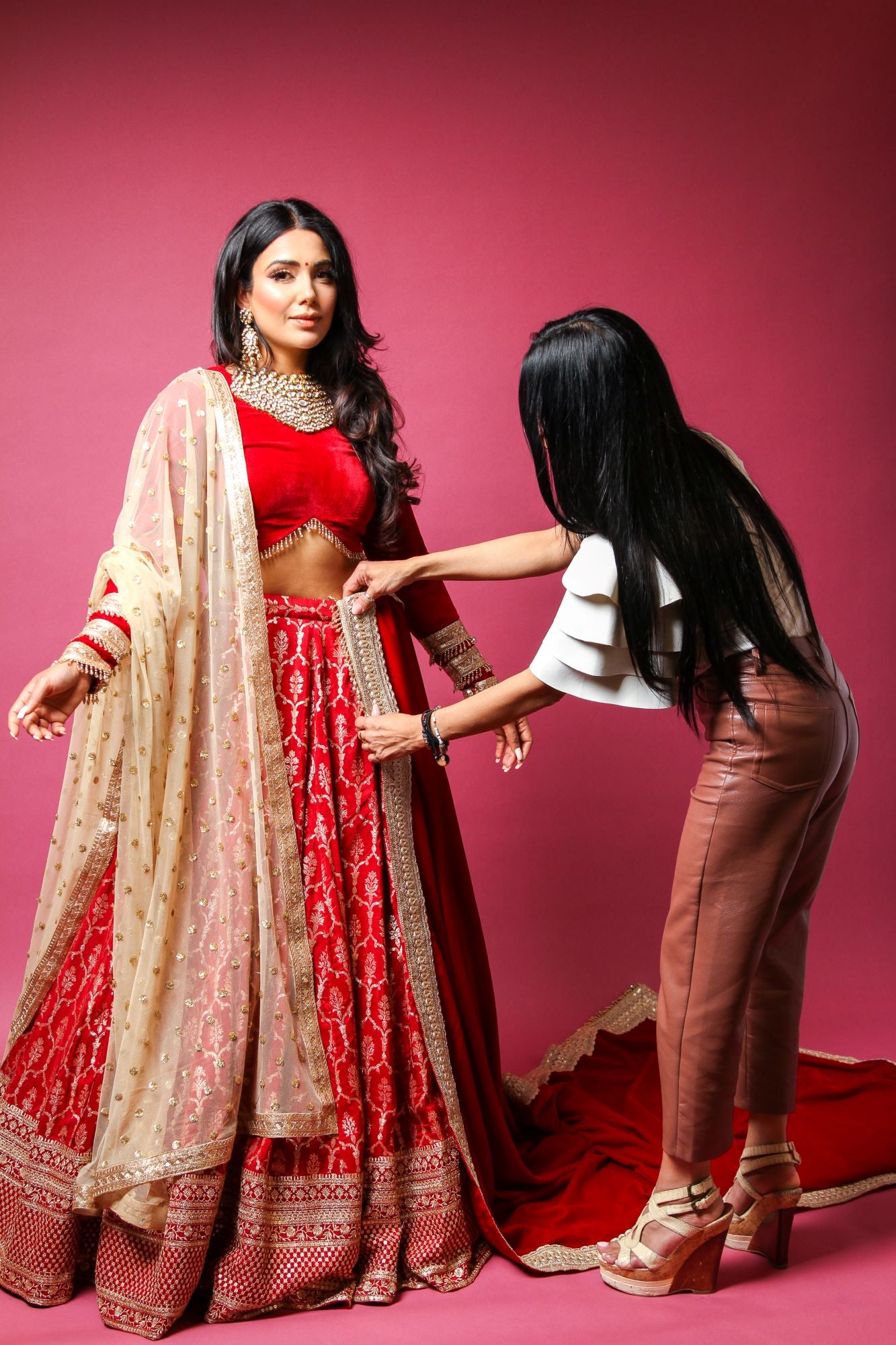Avni Red Lengha