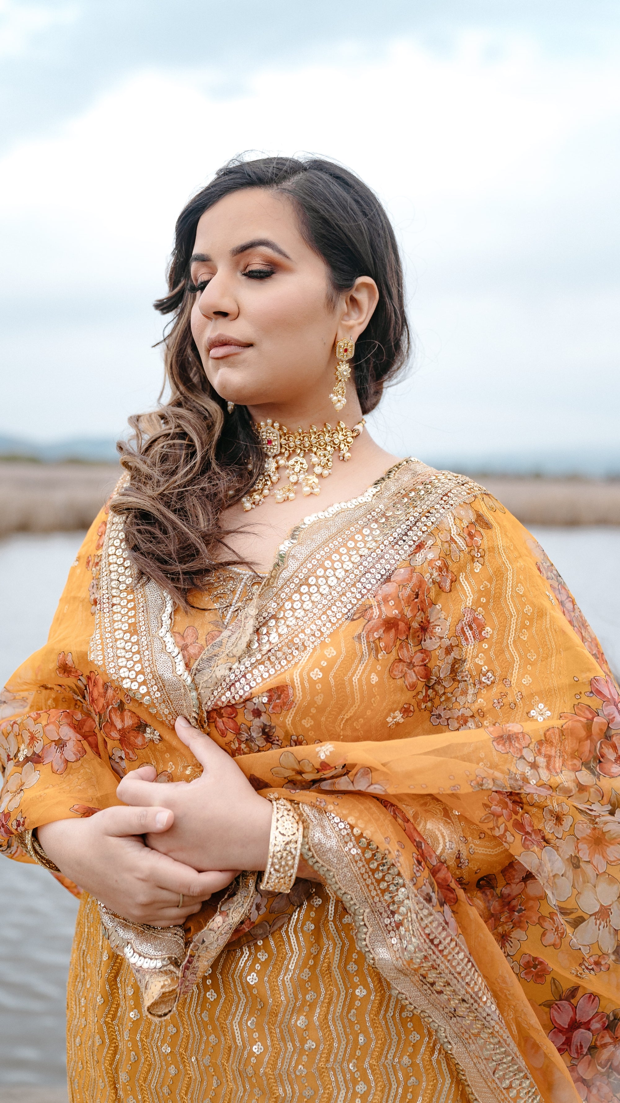 Party wear yellow sharara suit