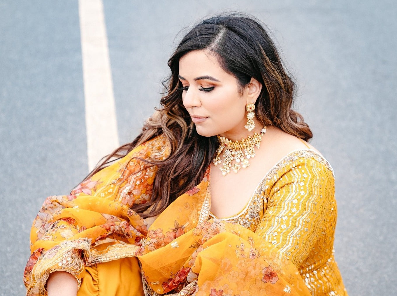 Party wear yellow sharara suit