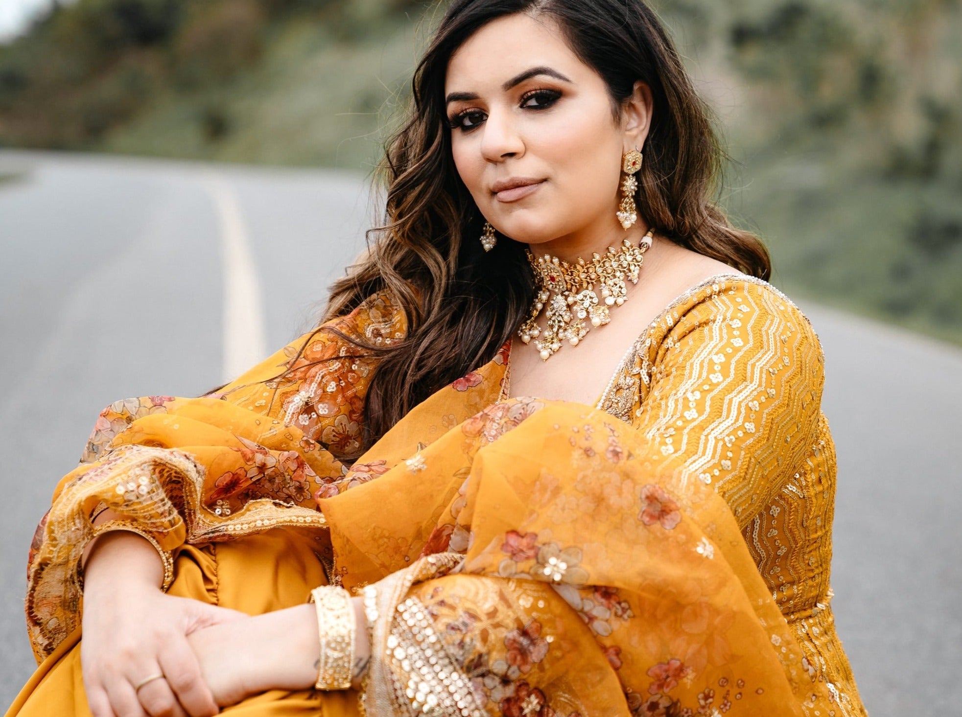 Party wear yellow sharara suit
