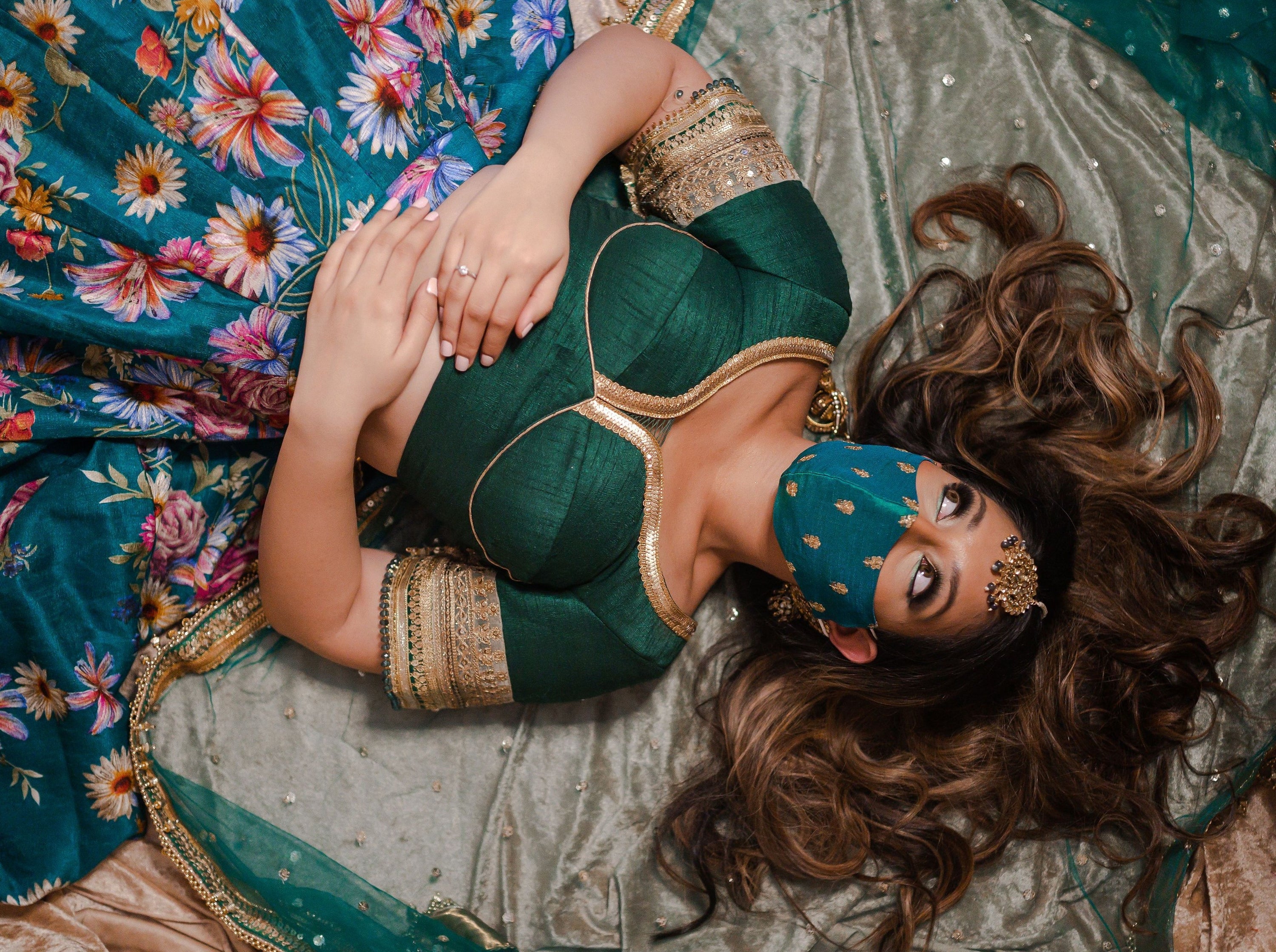 Zardozi Face Mask - Emerald Green