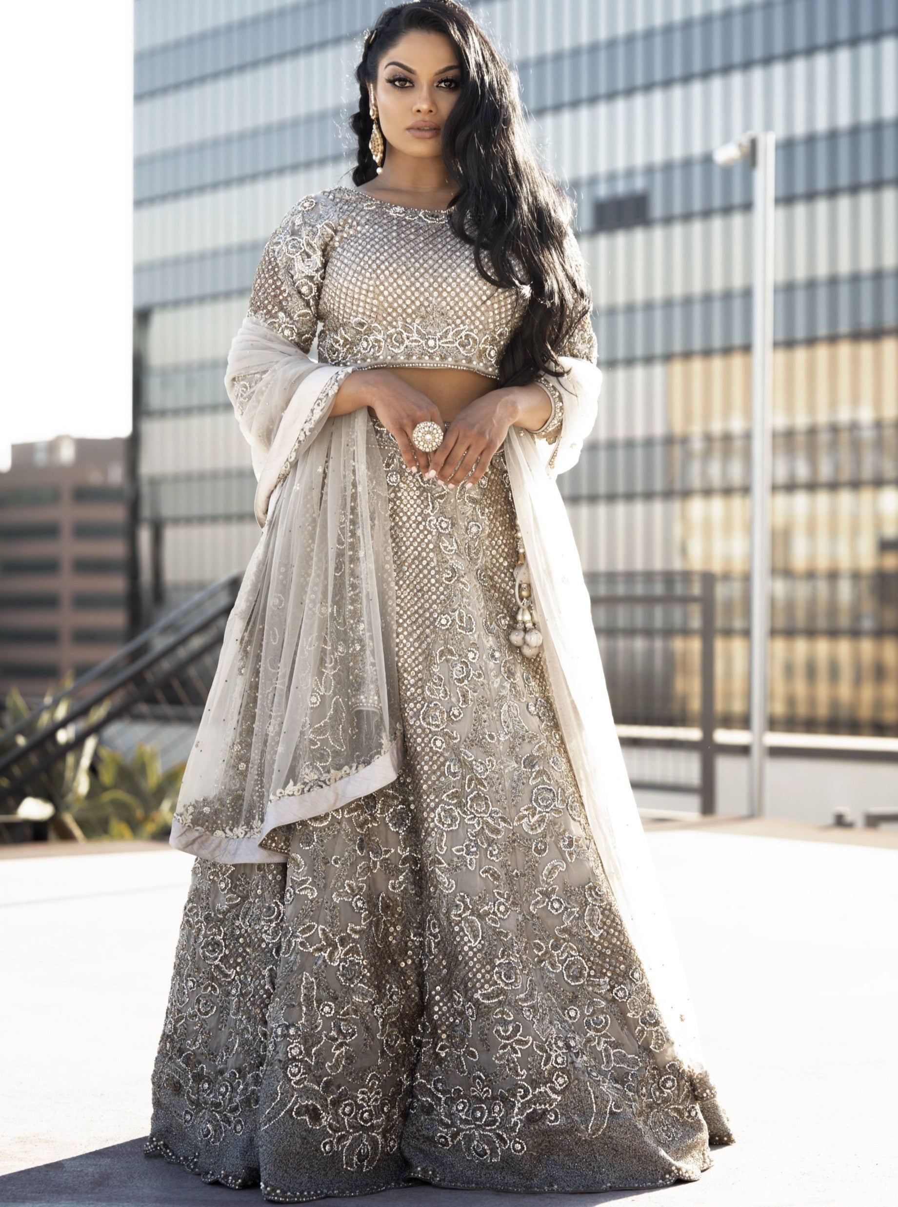 Silver Bridal Lehenga