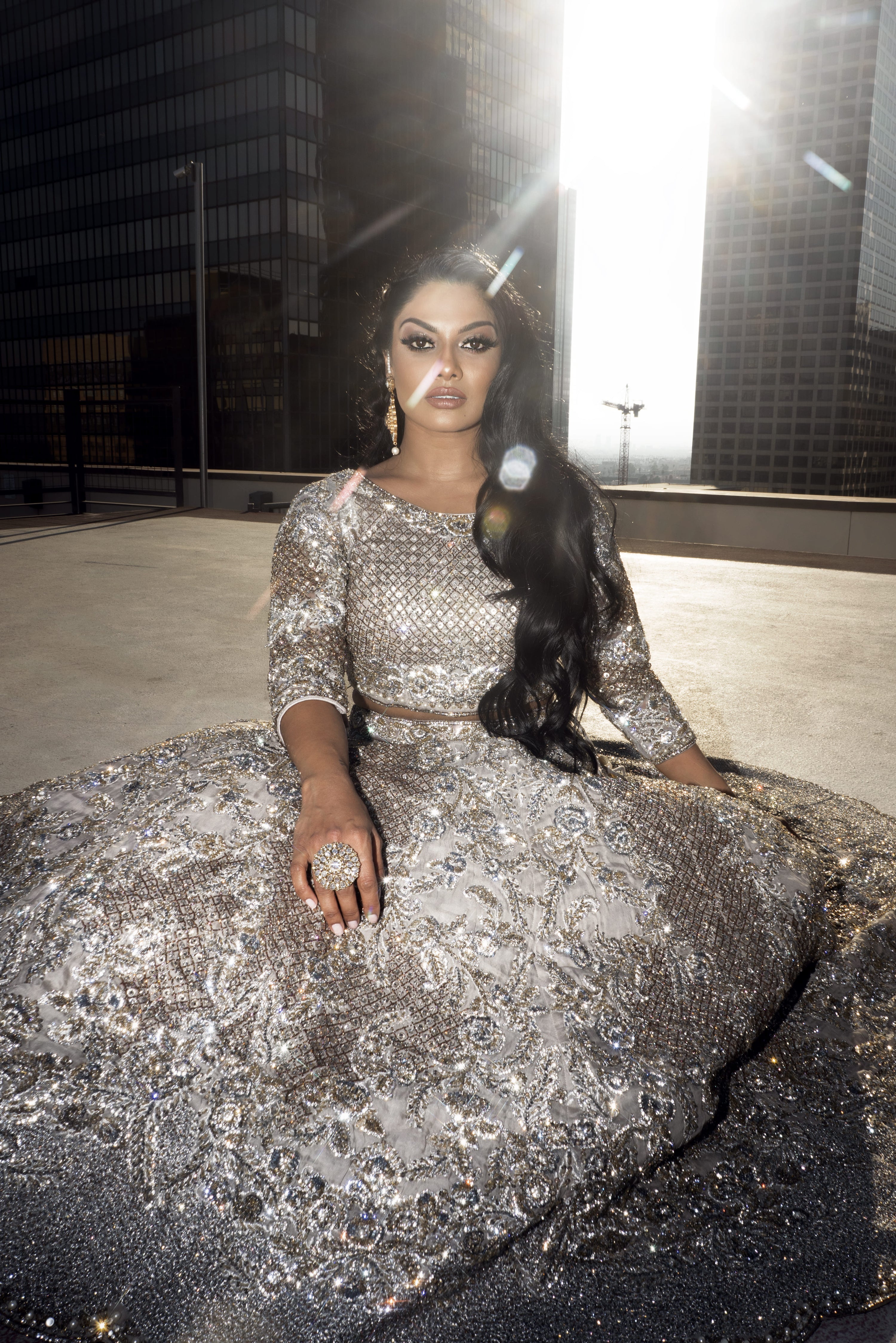 Grey Organza Bridal Lehenga