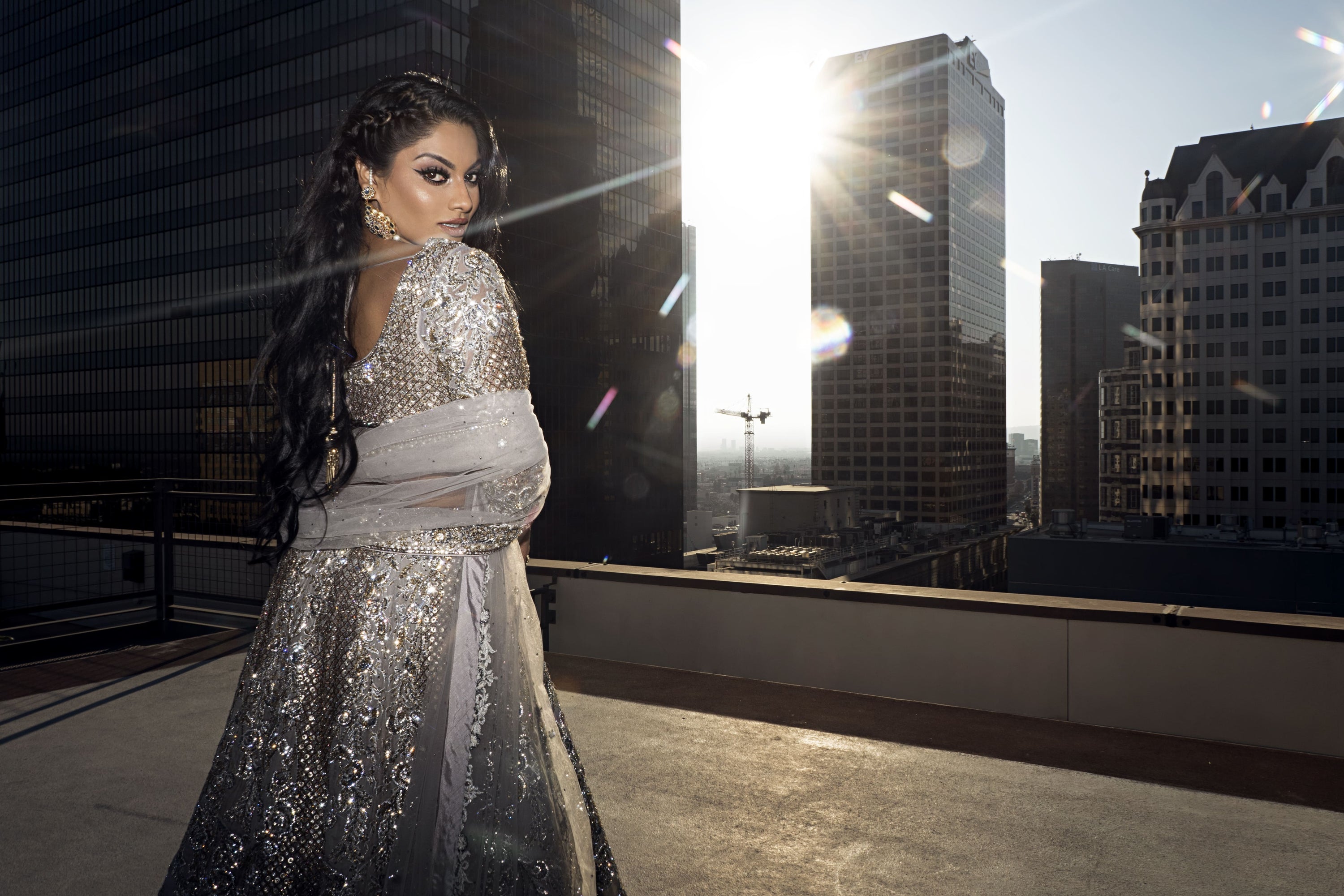 Grey Organza Bridal Lehenga