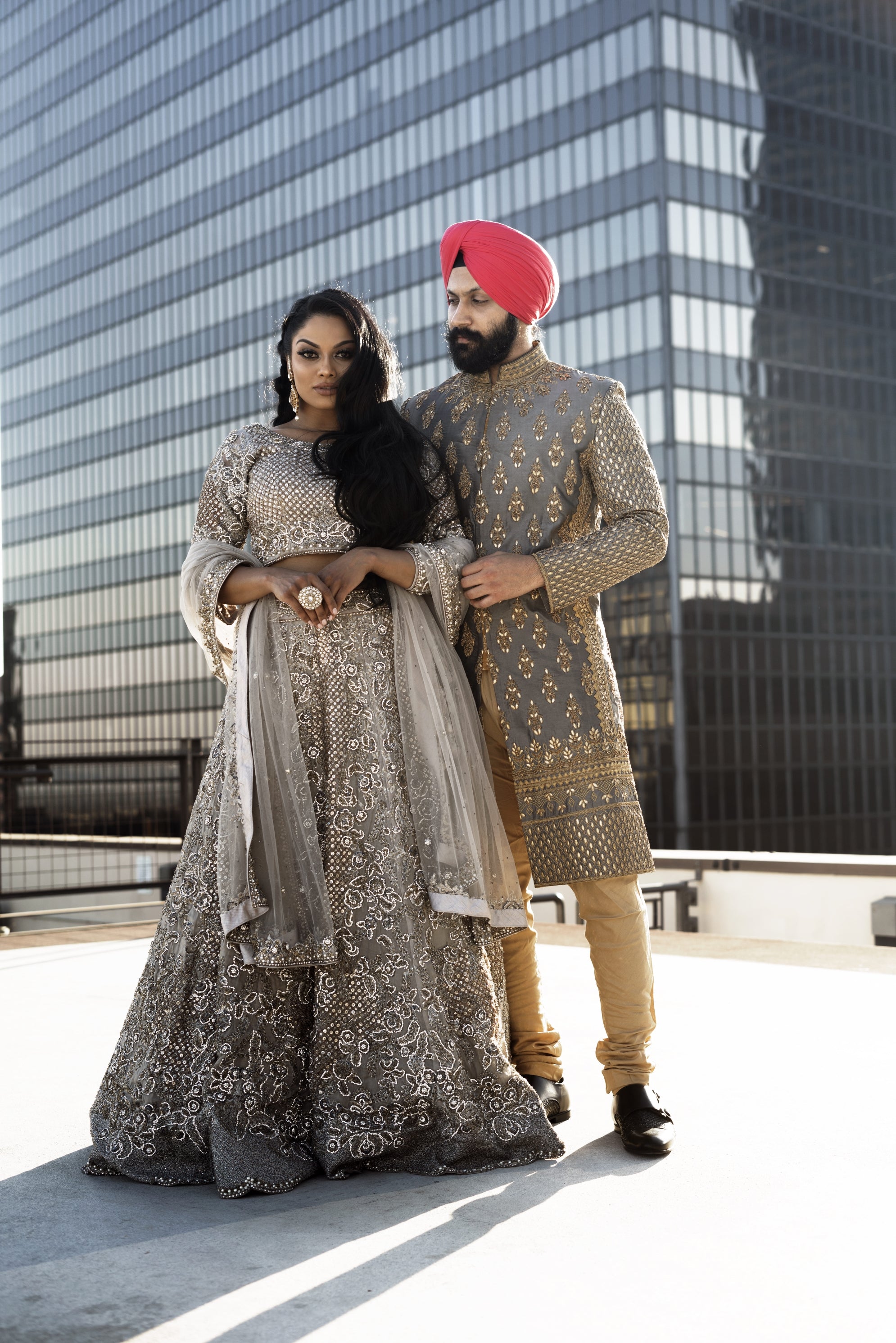 Grey Organza Bridal Lehenga