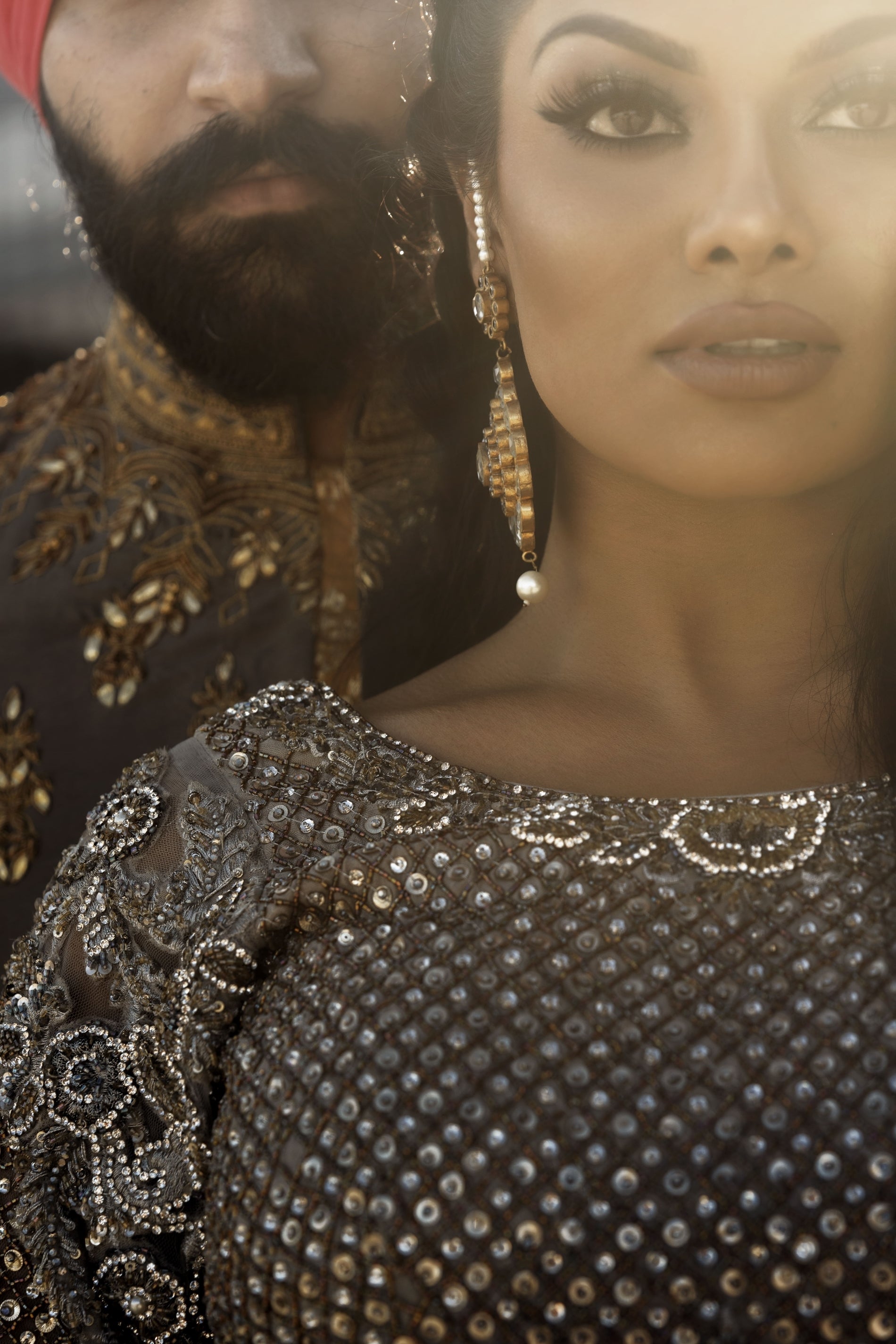 Grey Organza Bridal Lehenga