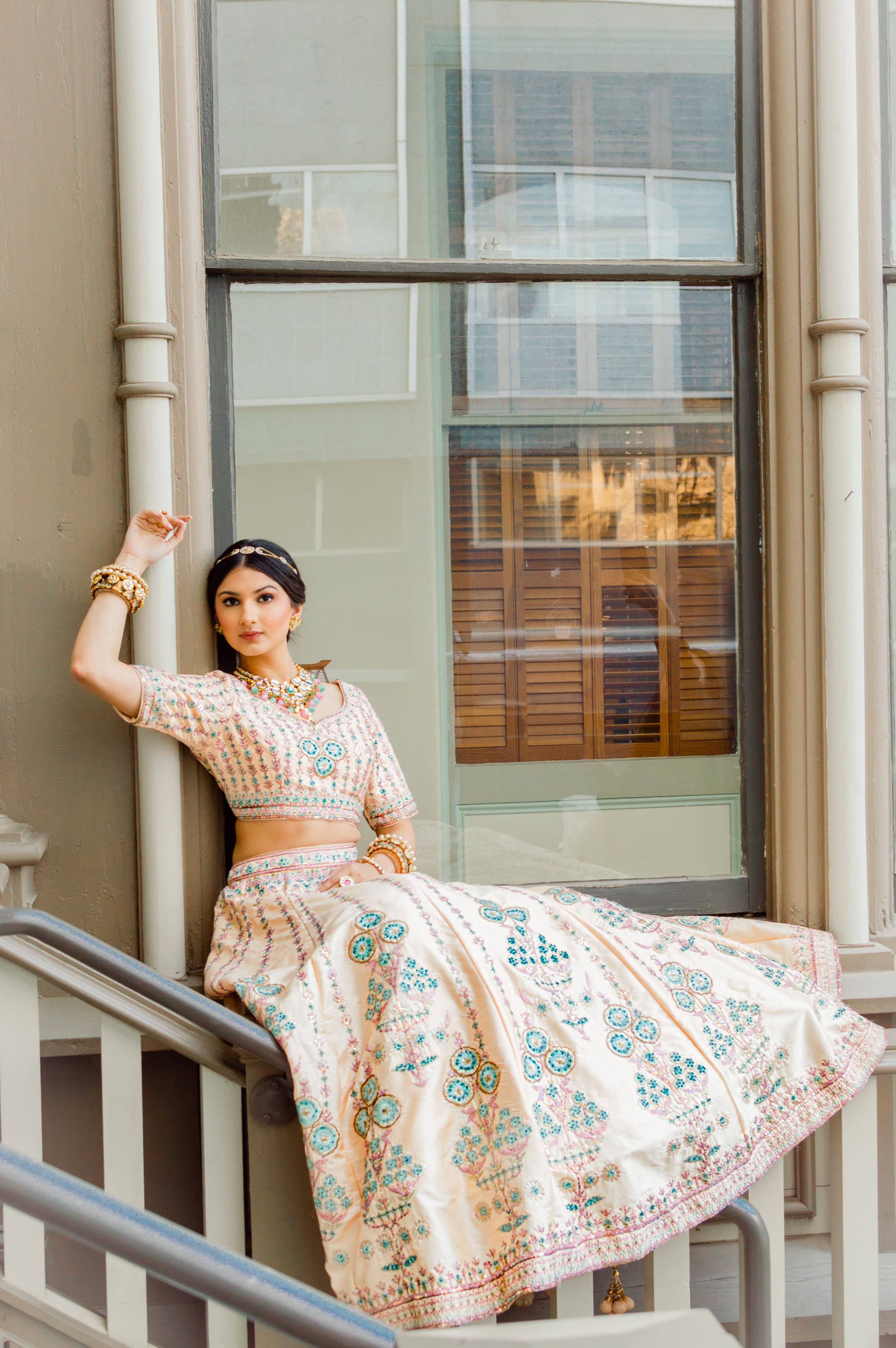 Stunning peach bridal ethnic wear 