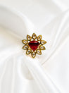 Ruby red women's ring with Kundan & Onyx