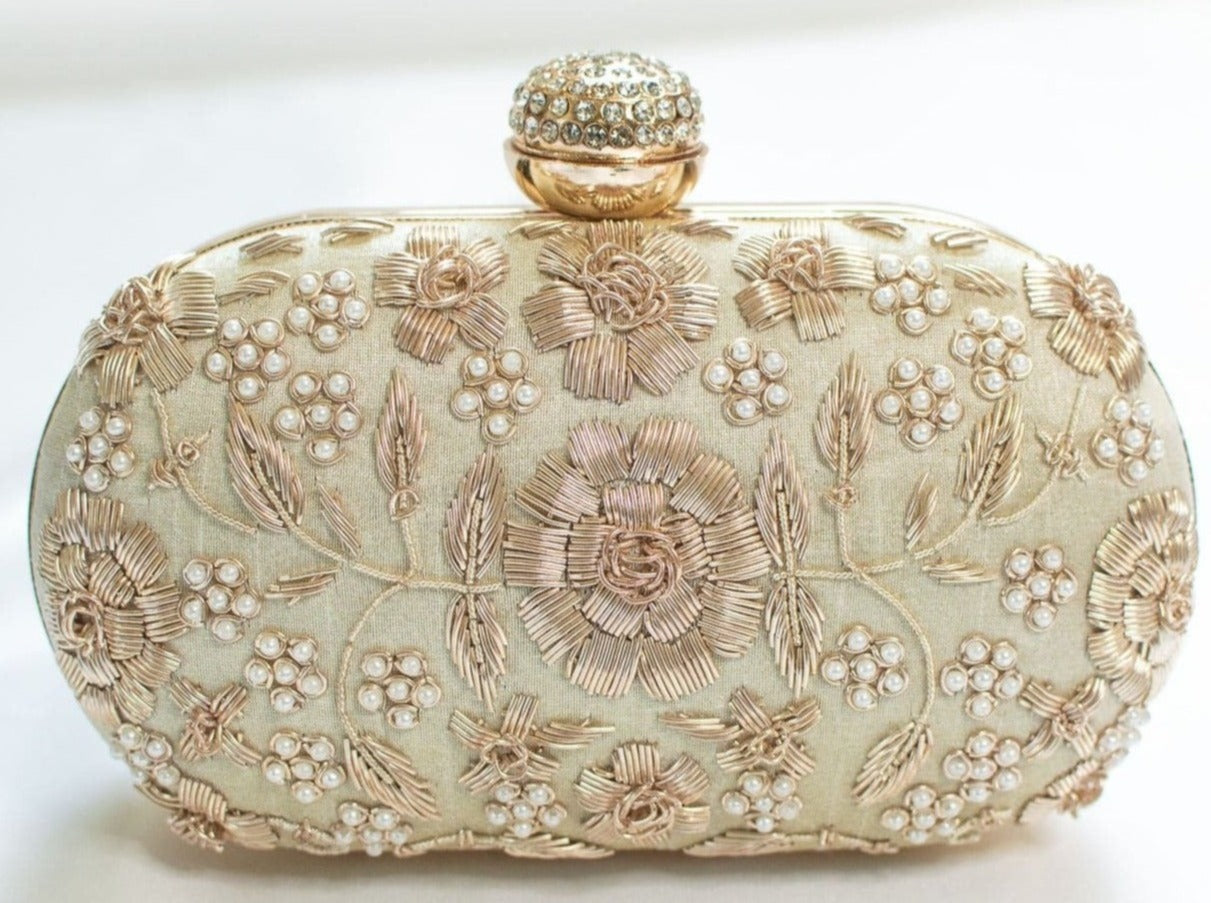 Mint Clutch Bag - Women’s pearl & zardozi evening bag for weddings