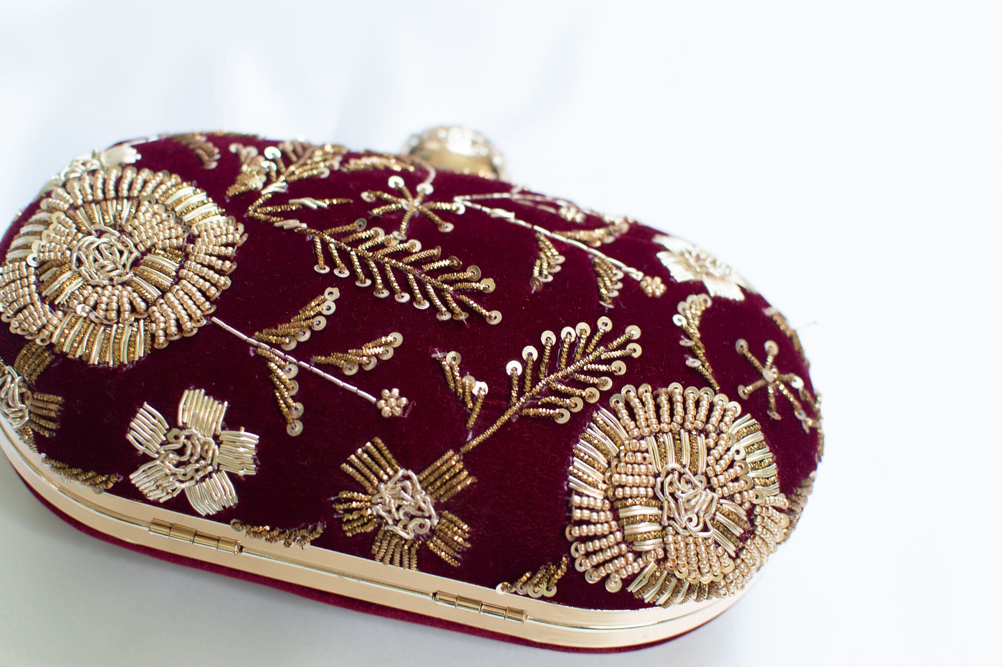 Sequin & Zardozi purse - Burgundy evening bag