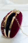 Burgundy clutch purse with sequin, bead & zardozi work