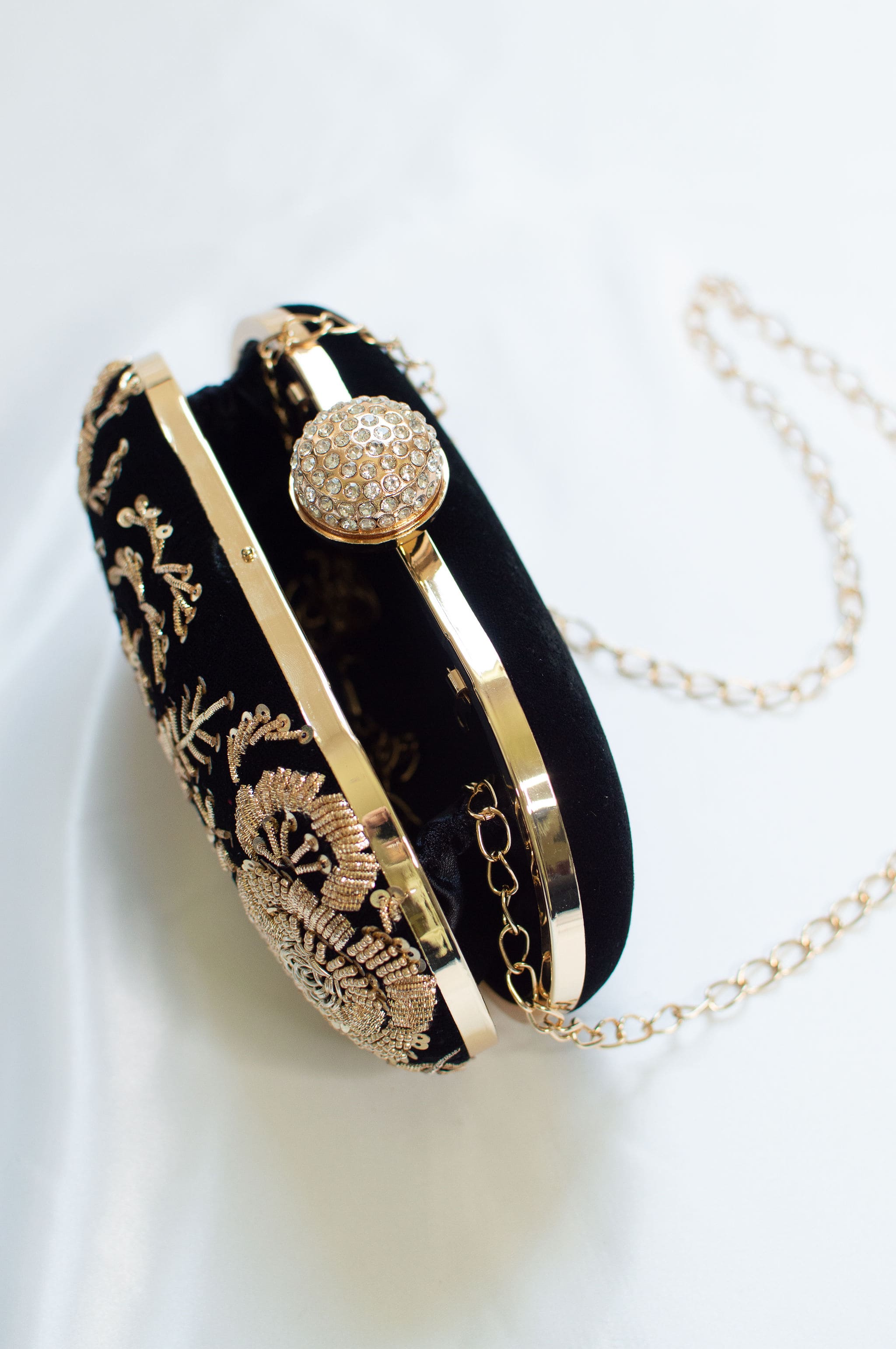 Black clutch purse with zardozi & sequin work