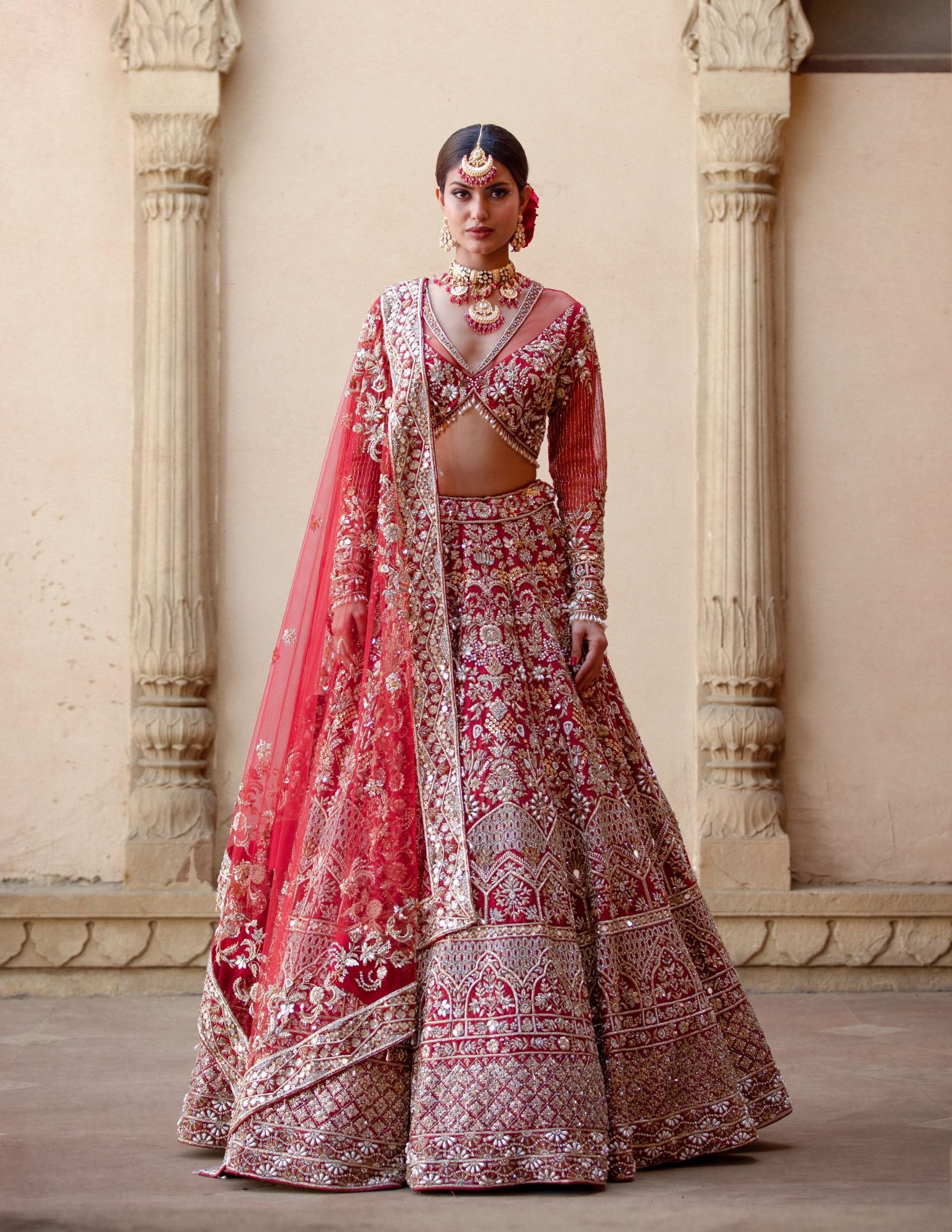 Gulmohar Red Lehenga Chand BiBi