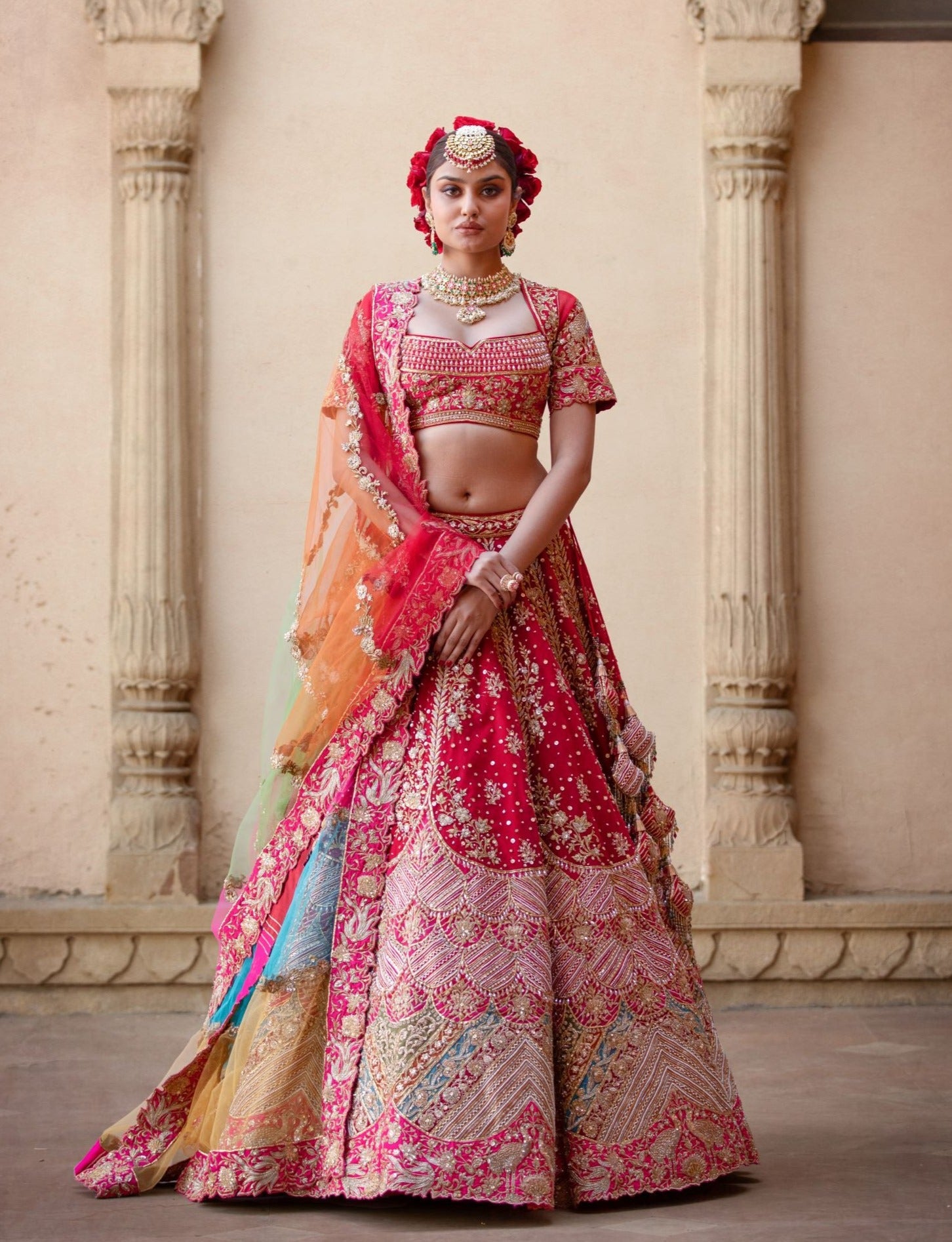 Fancy Designer Flared South indian Bridal lehenga choli