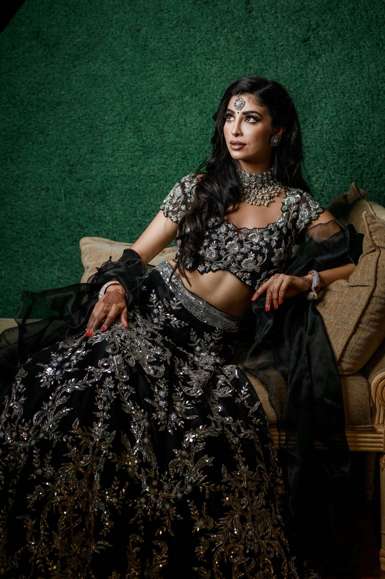 black bridal lehenga