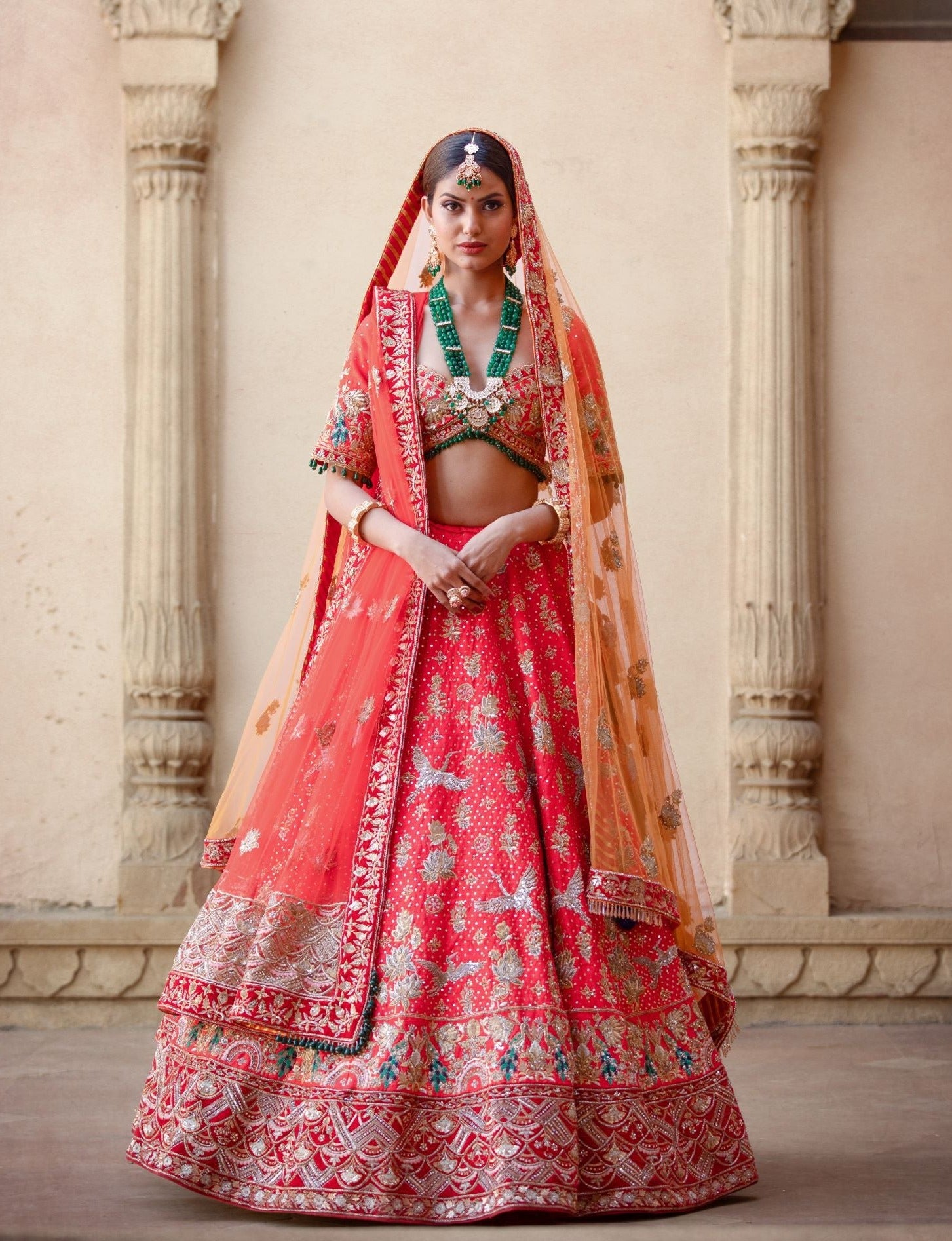 Indian Bridal Wear Tyohar Lehenga Elegant Orange Lengha Choli