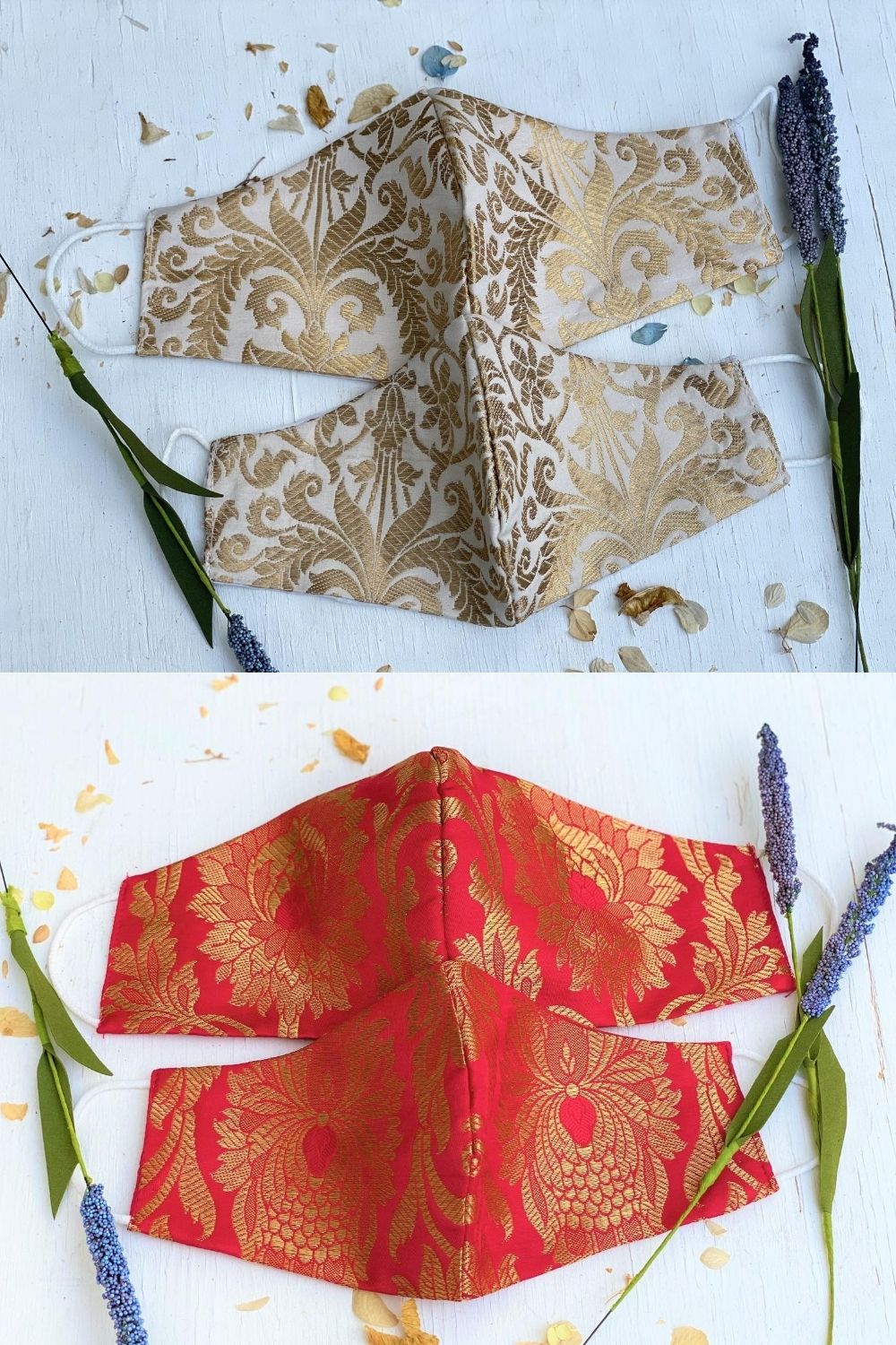 Barati Masks Pack- Pack of 30 Brocade Silk Fabric Face Masks