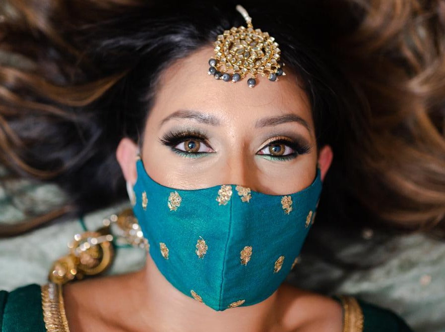 Zardozi Face Mask - Emerald Green - bAnuDesigns