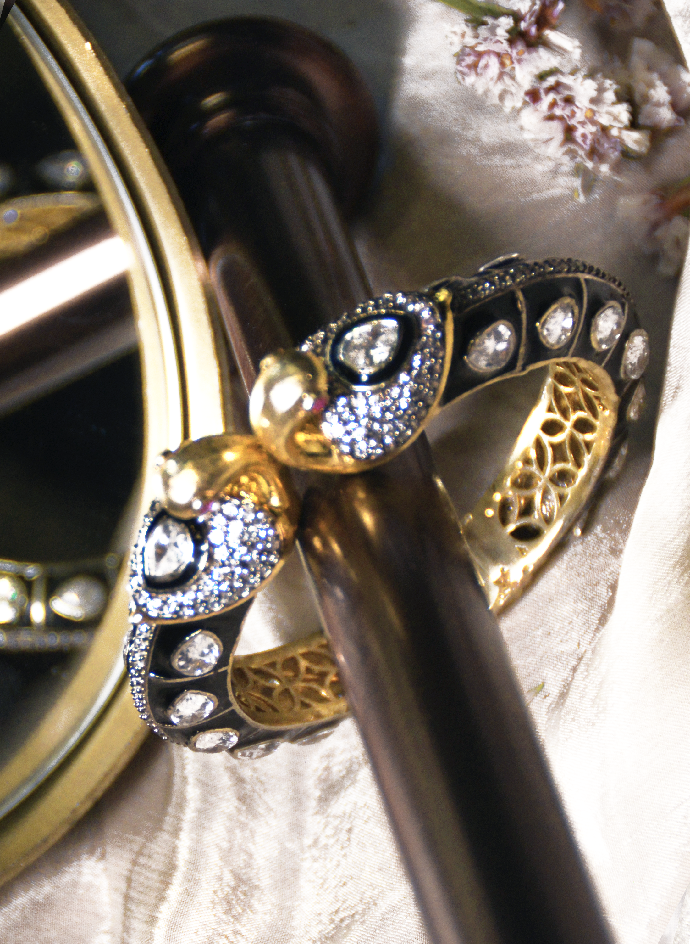 CZ stone setting bracelet cuff for Indian wedding
