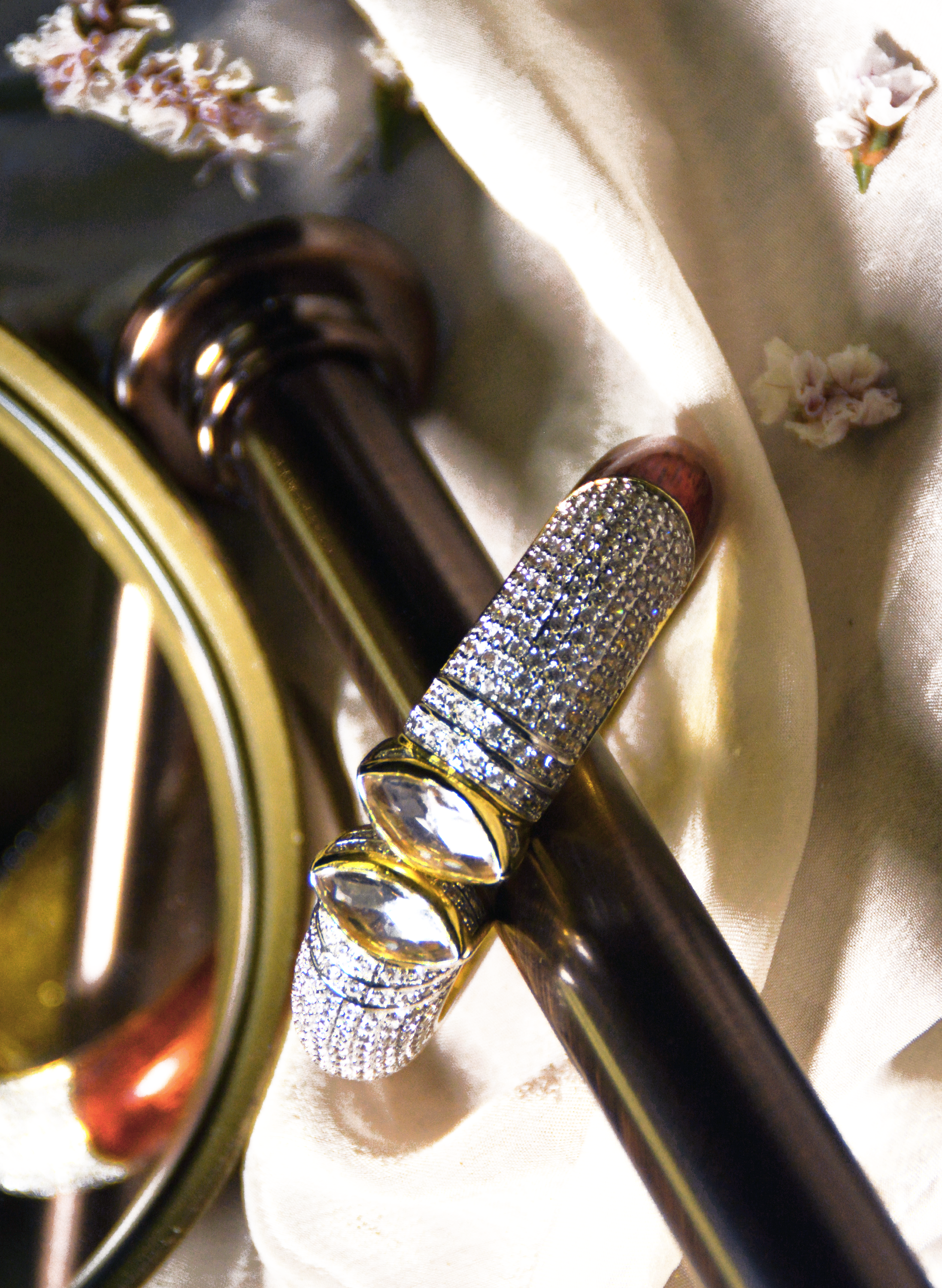 Ethnic bridal wear Cuff bracelet with CZ stones