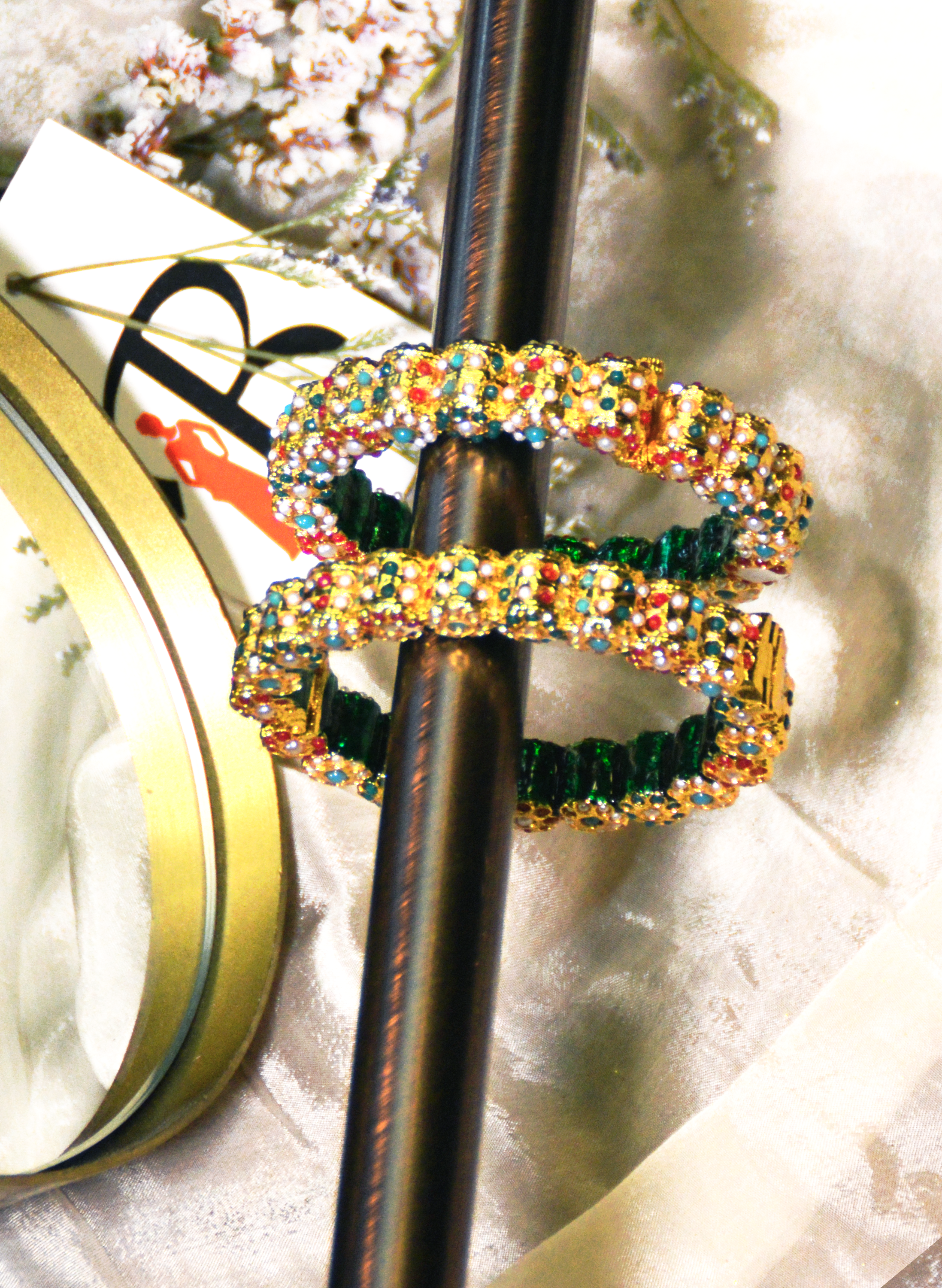 Nidaa - Multicolor Onyx studded bangle