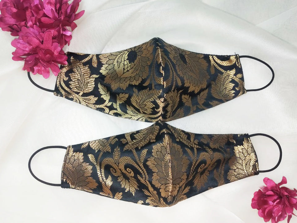 Brocade Face Mask - Black - bAnuDesigns