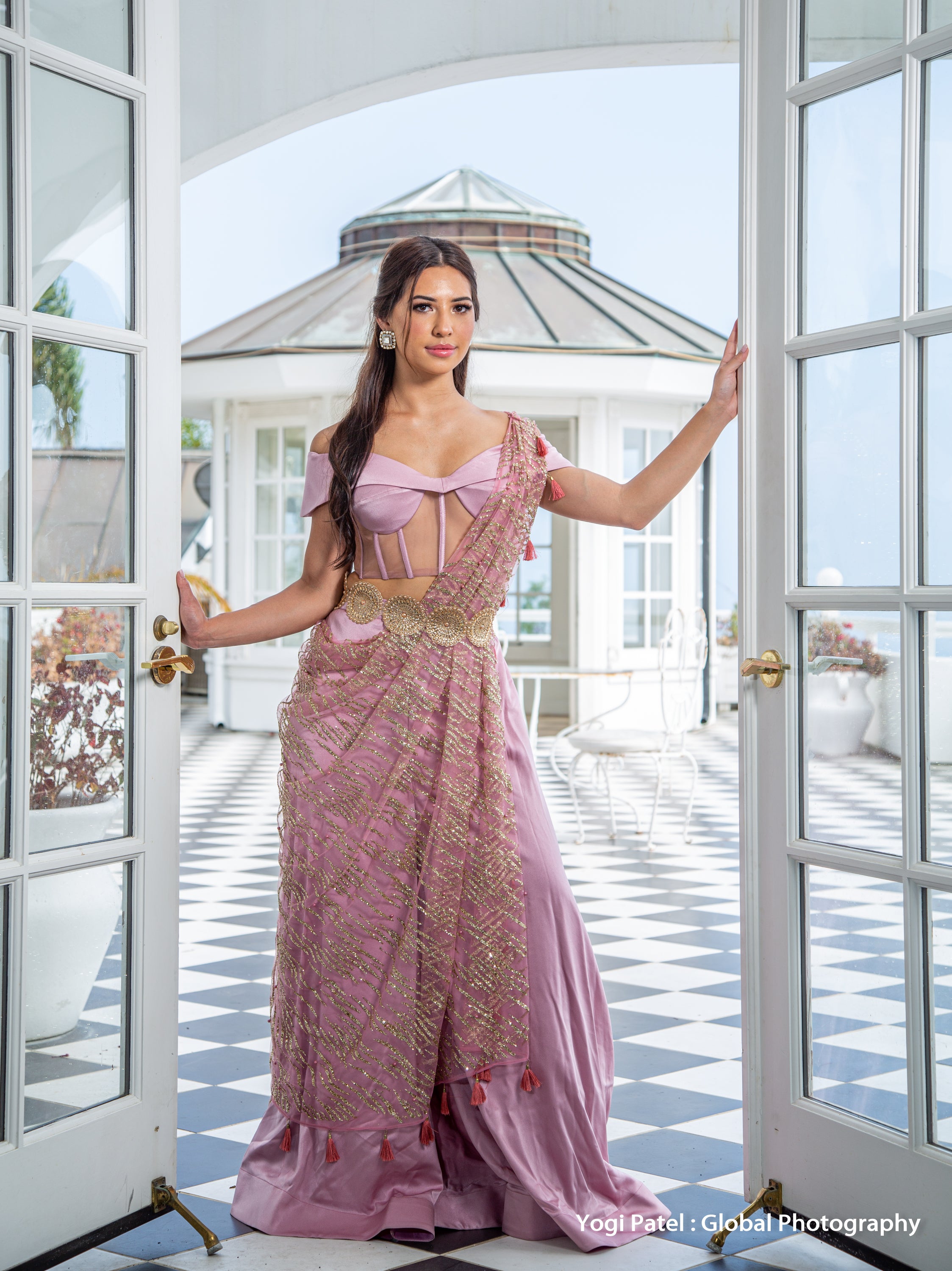 Jaal Palazzo Lehenga - With Corset and Pre Draped Dupatta - bAnuDesigns