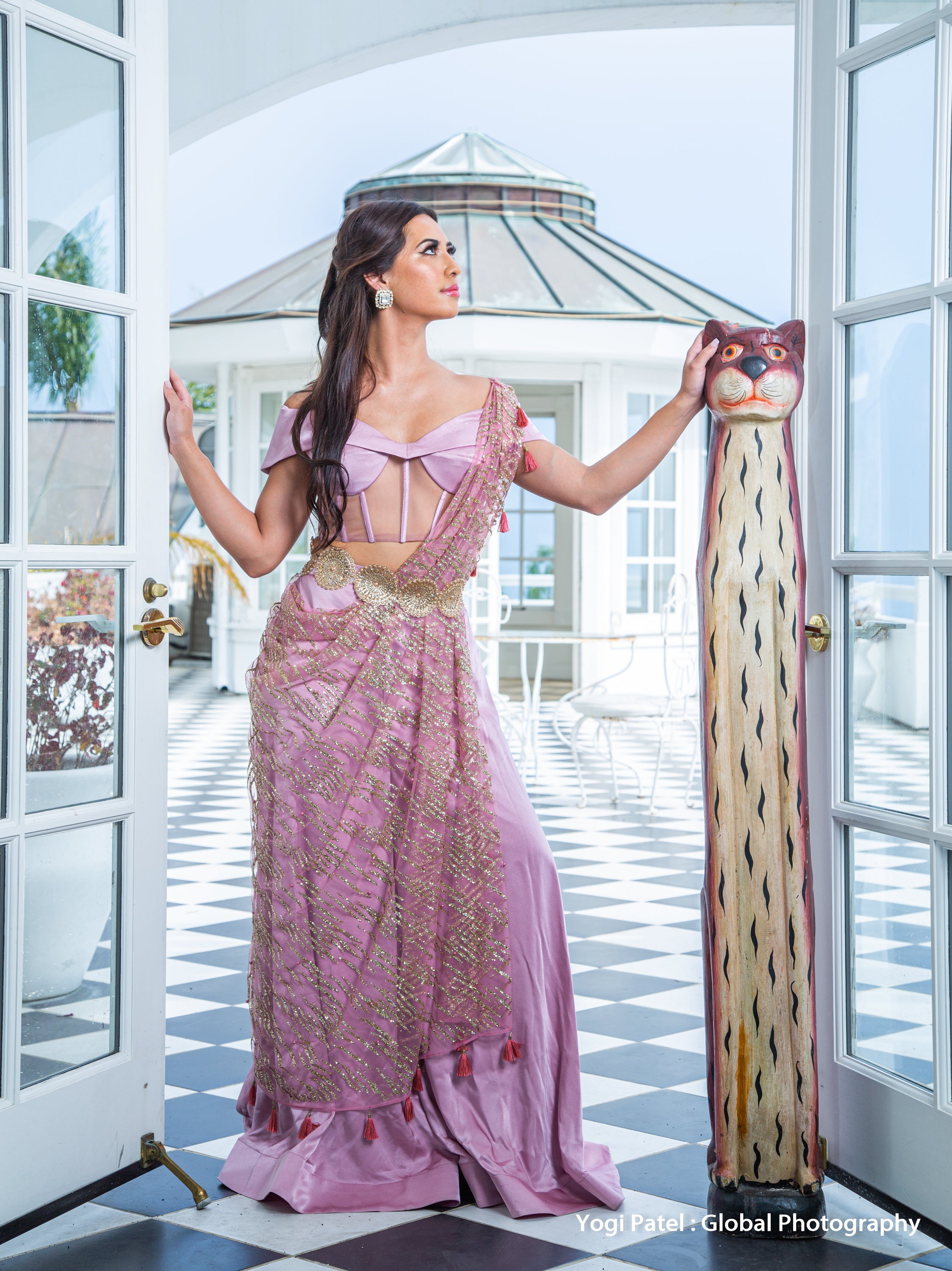 Jaal Palazzo Lehenga - With Corset and Pre Draped Dupatta - bAnuDesigns