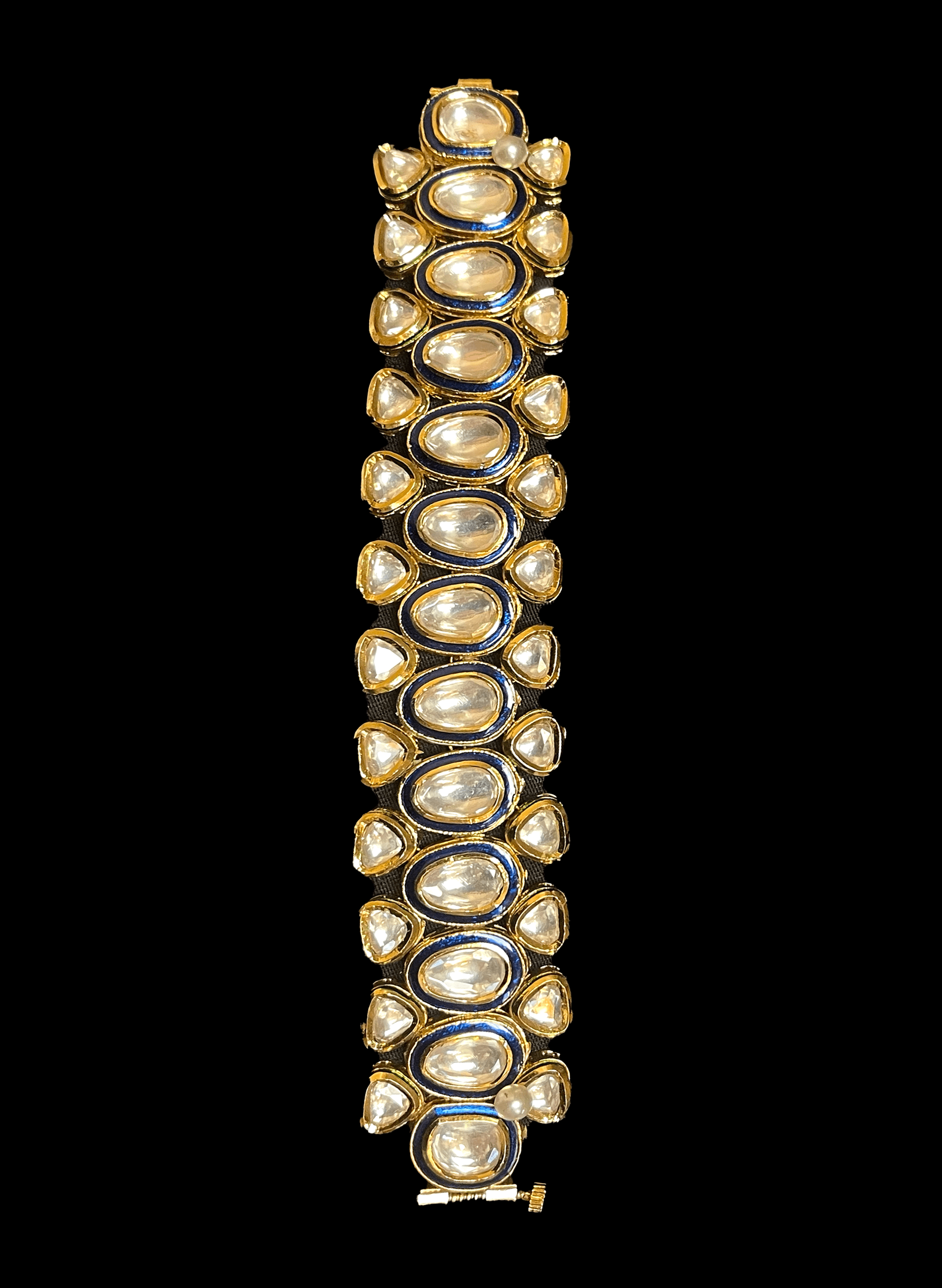 Contemporary jewelry for Indian brides - bracelet with Kundan & blue Meenakari