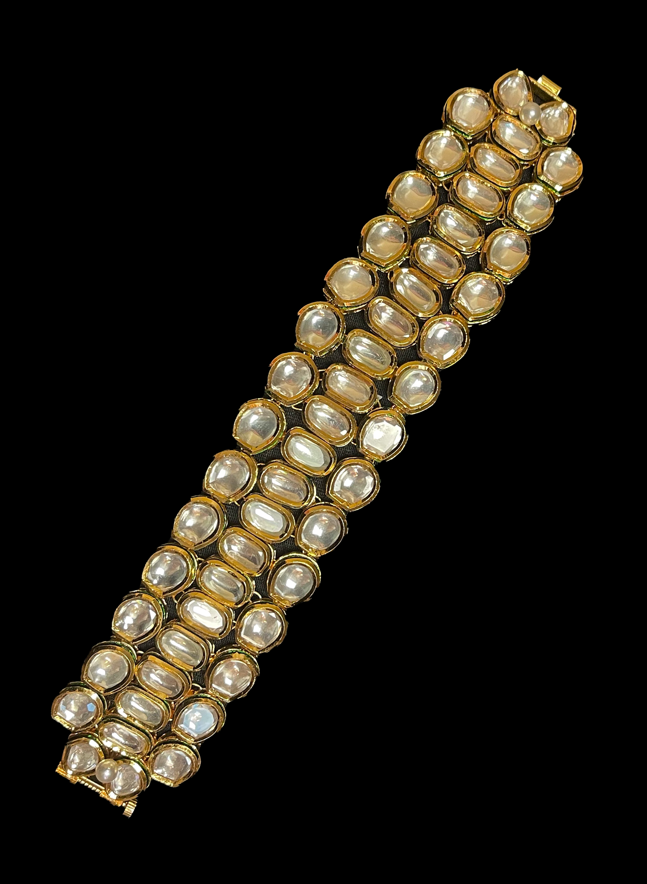 Contemporary & simple Kundan hand bracelet for modern day Indian bride