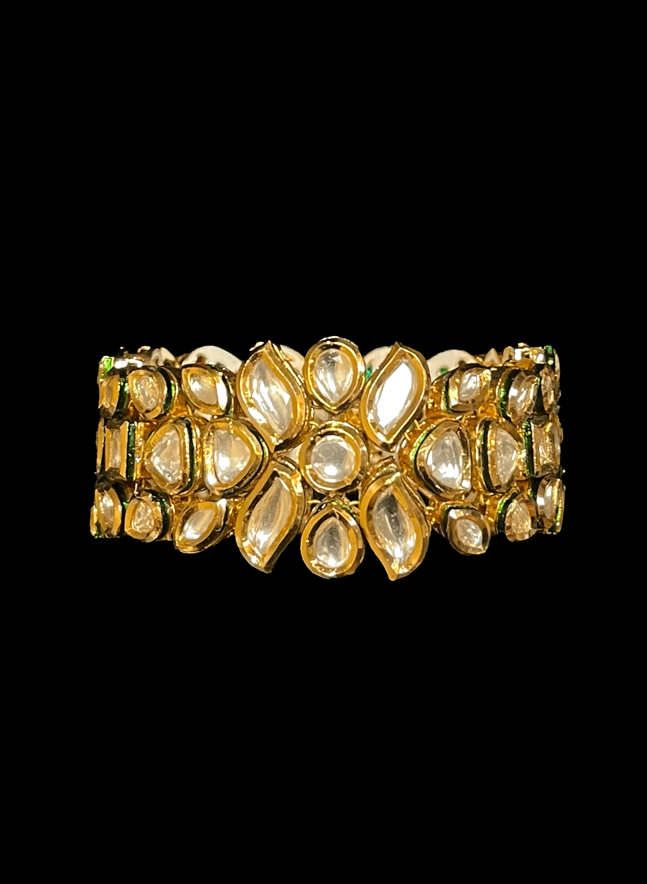 Modern Indian Brides cuff bracelet with Kundan stone setting