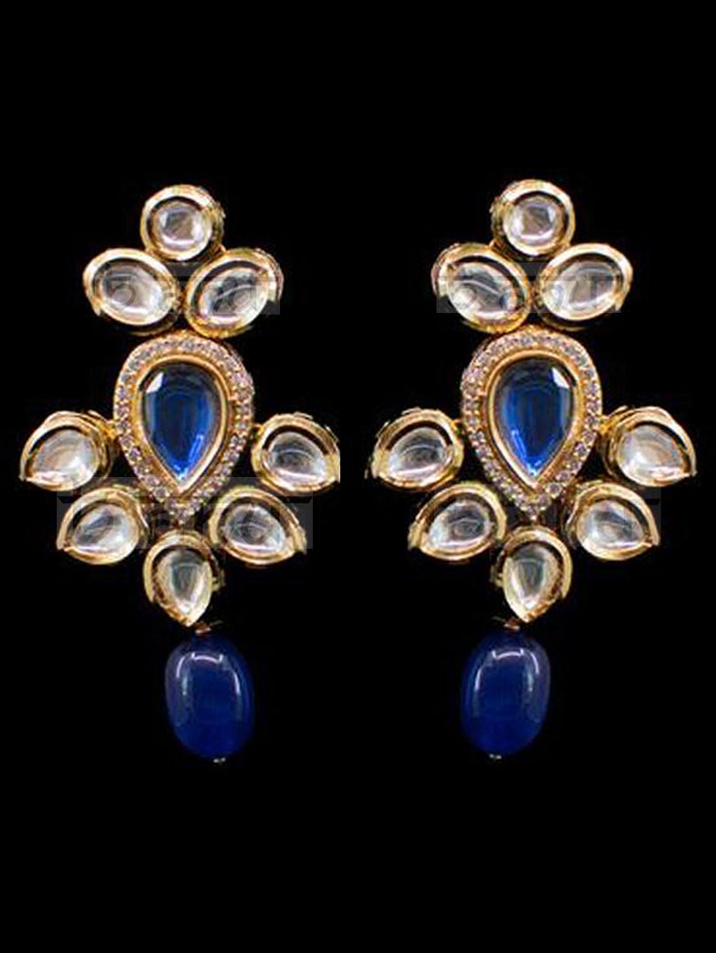 Fariha Kundan Pendant Set - Sapphire - bAnuDesigns