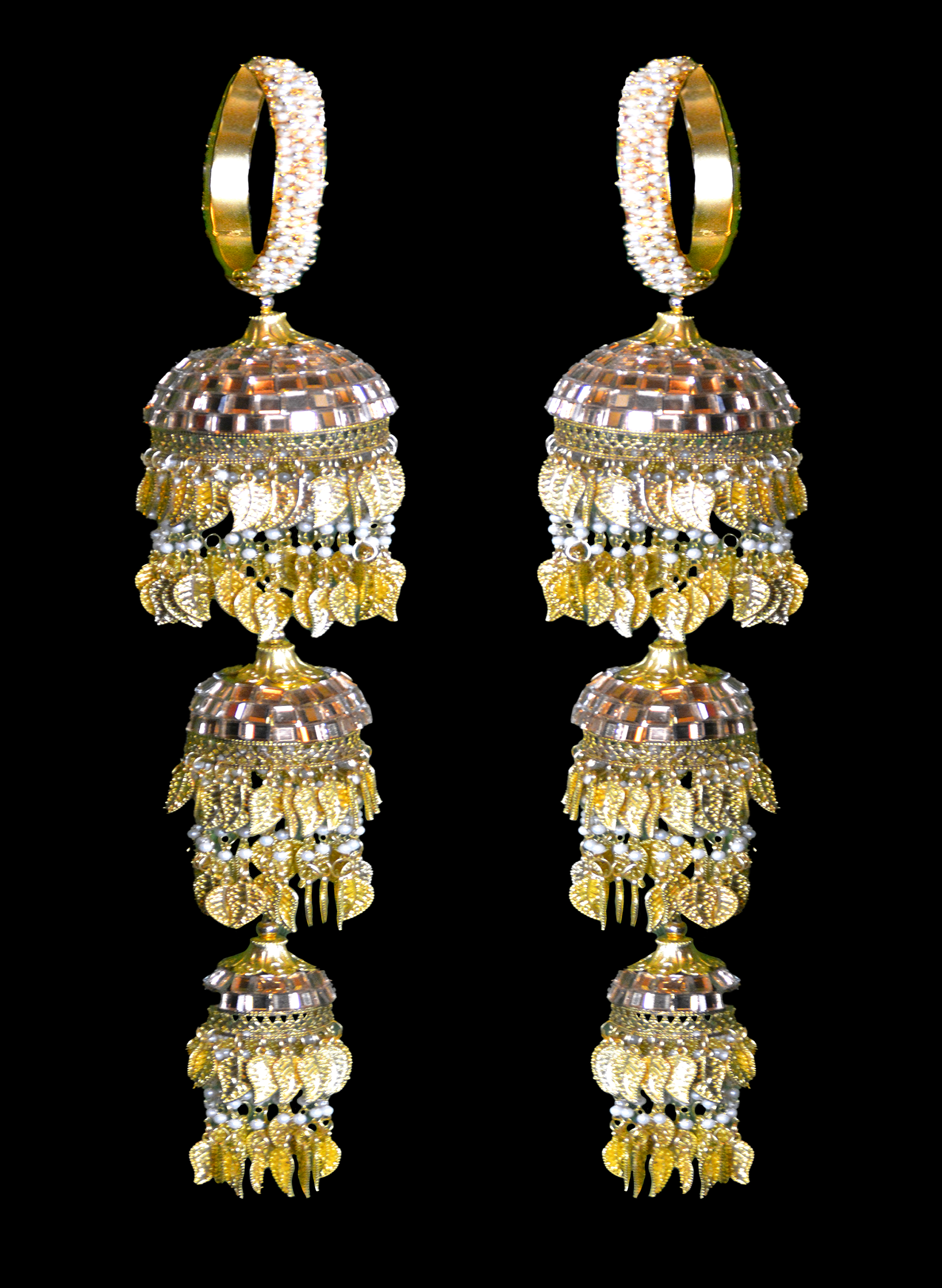 Punjabi Womens Kaleera bangles with pearls & Mirror work