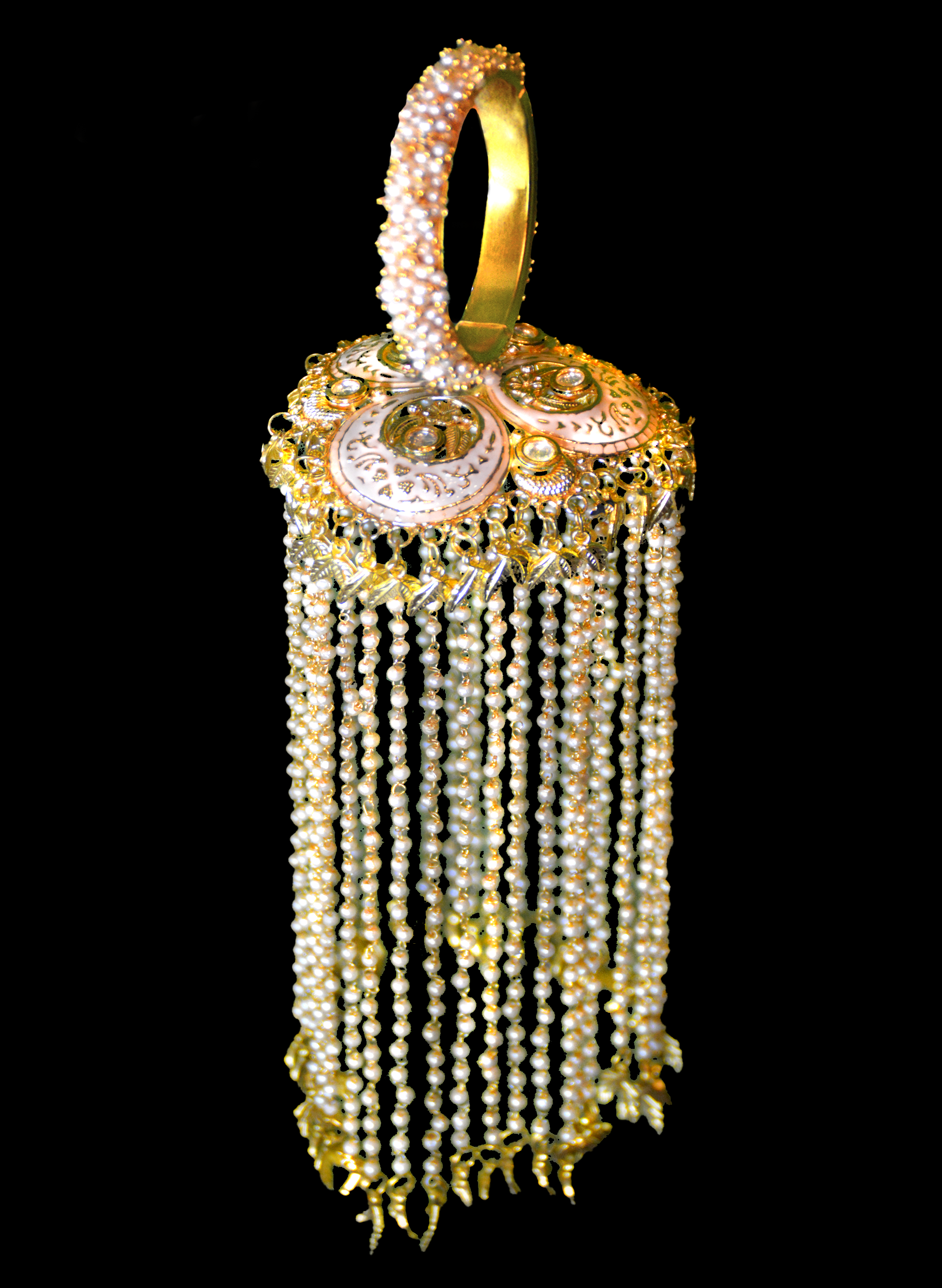 Bride's Kaleera bangles adorned with Pearls & Kundan
