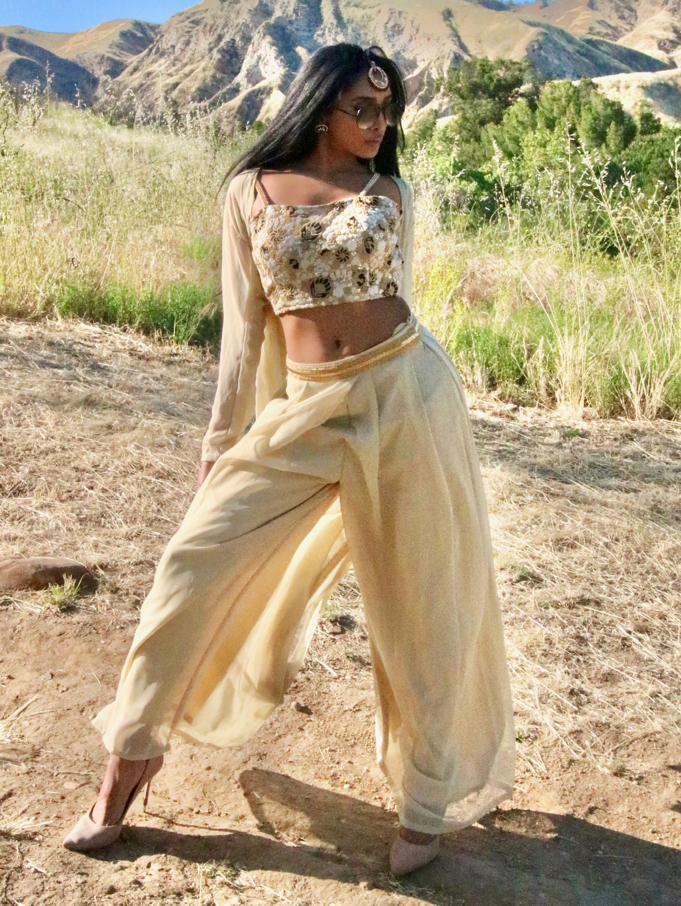 Mint Mistress Palazzo Set - With Crop Top and Jacket - bAnuDesigns
