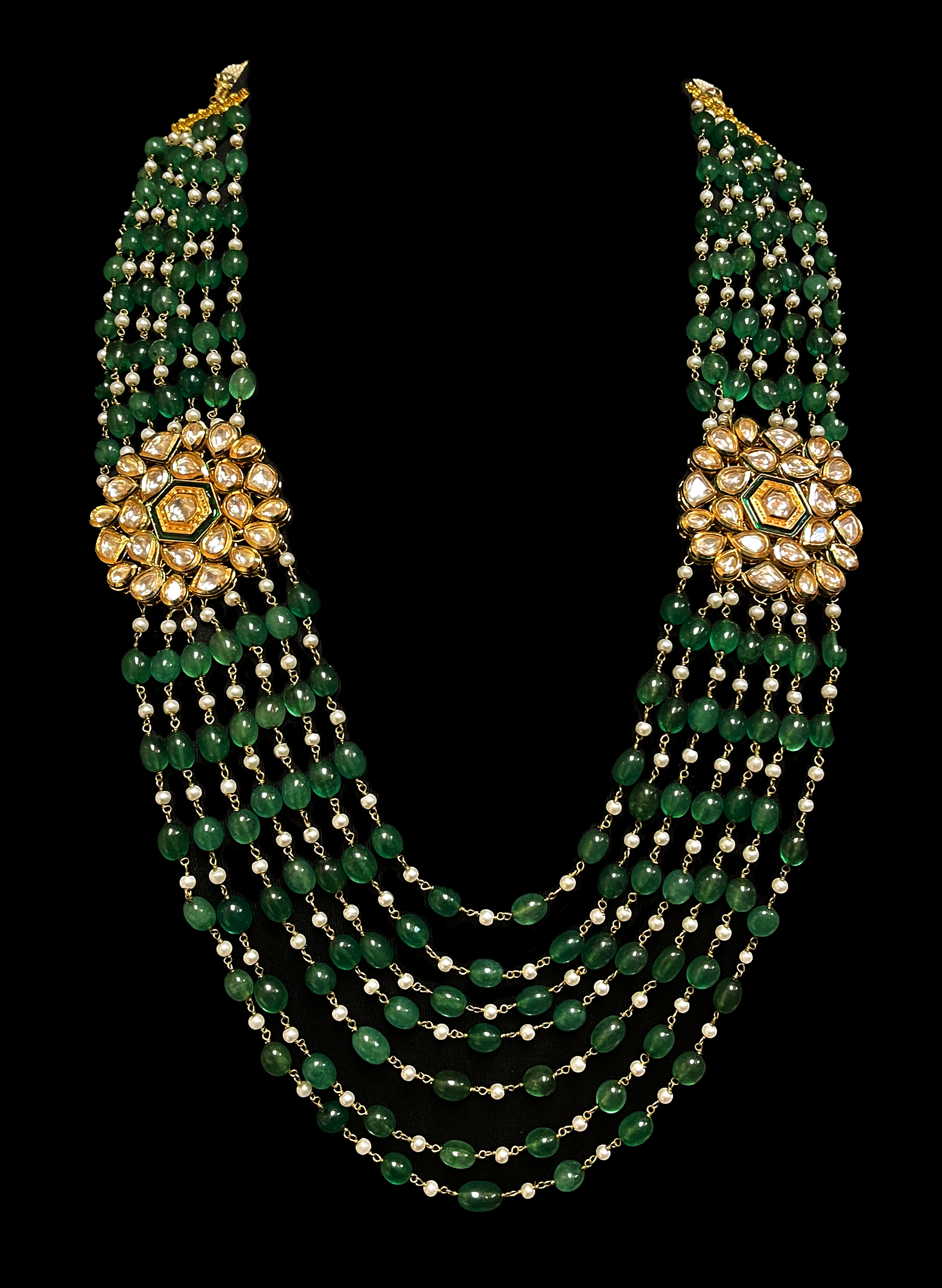 Men's necklace jewelry with Pearls & CZ crystals