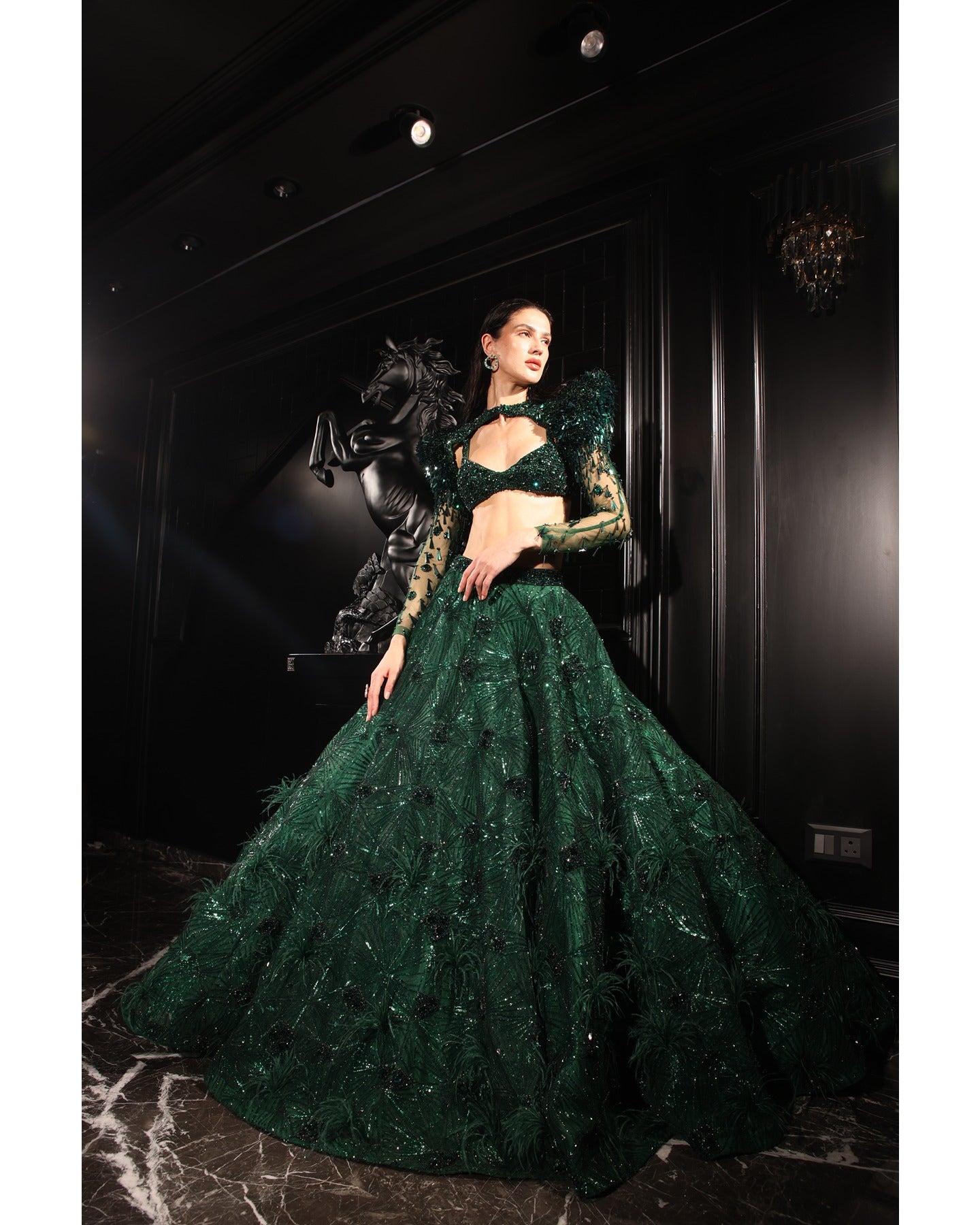 Emerald green indian hot sale wedding dresses