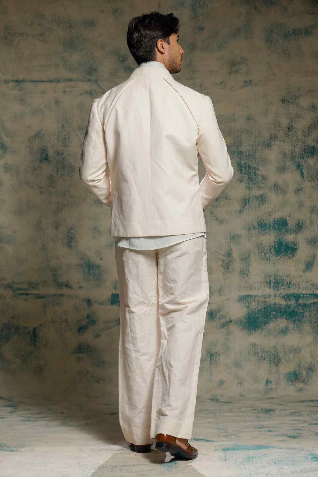 Apricot Ivory Hand Painted Blazer Set