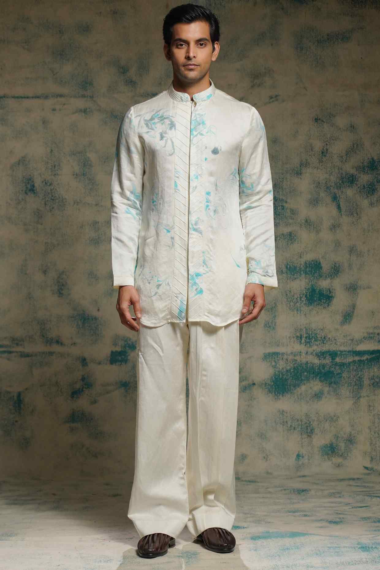 Ivory Embroidered Short Jacket Set