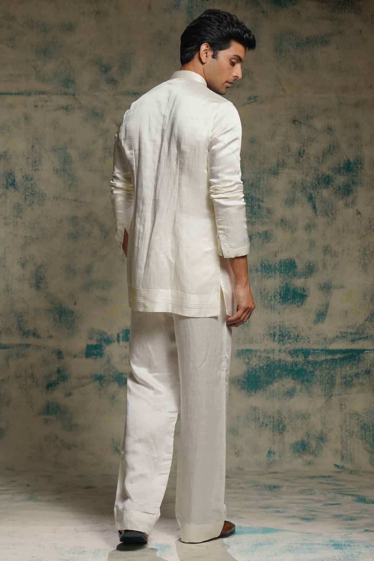 Ivory Poli Button Kurta Set