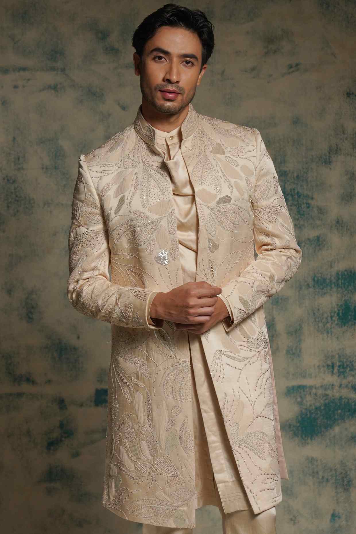 Buttercream Hand Embroidered Contemporary Short Jacket Set