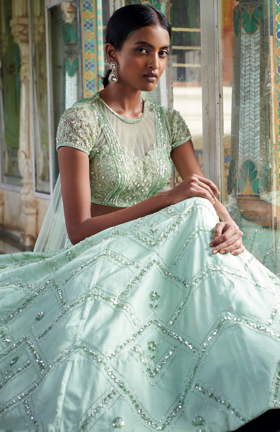 Mint Green Bridal Lehenga - Elegance and tradition wrapped in one stunning lehenga. #IndianBridalLehenga