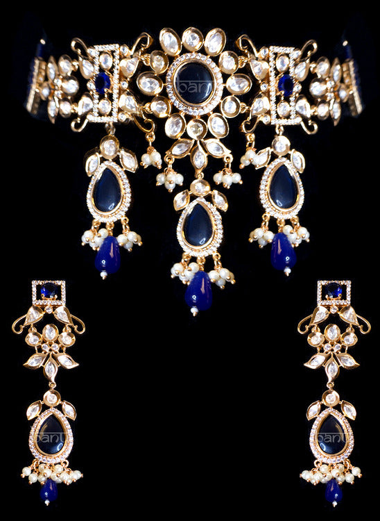 Load image into Gallery viewer, Crimson Cascade Dark Blue Jewelry Set
