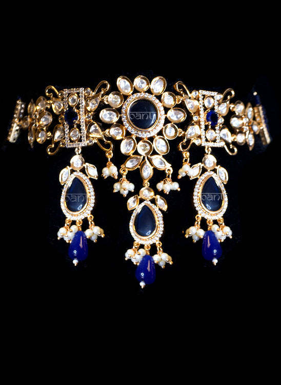 Crimson Cascade Dark Blue Jewelry Set