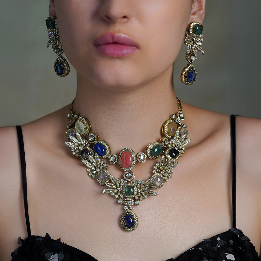 Royal Myst Multi Polki Necklace Set